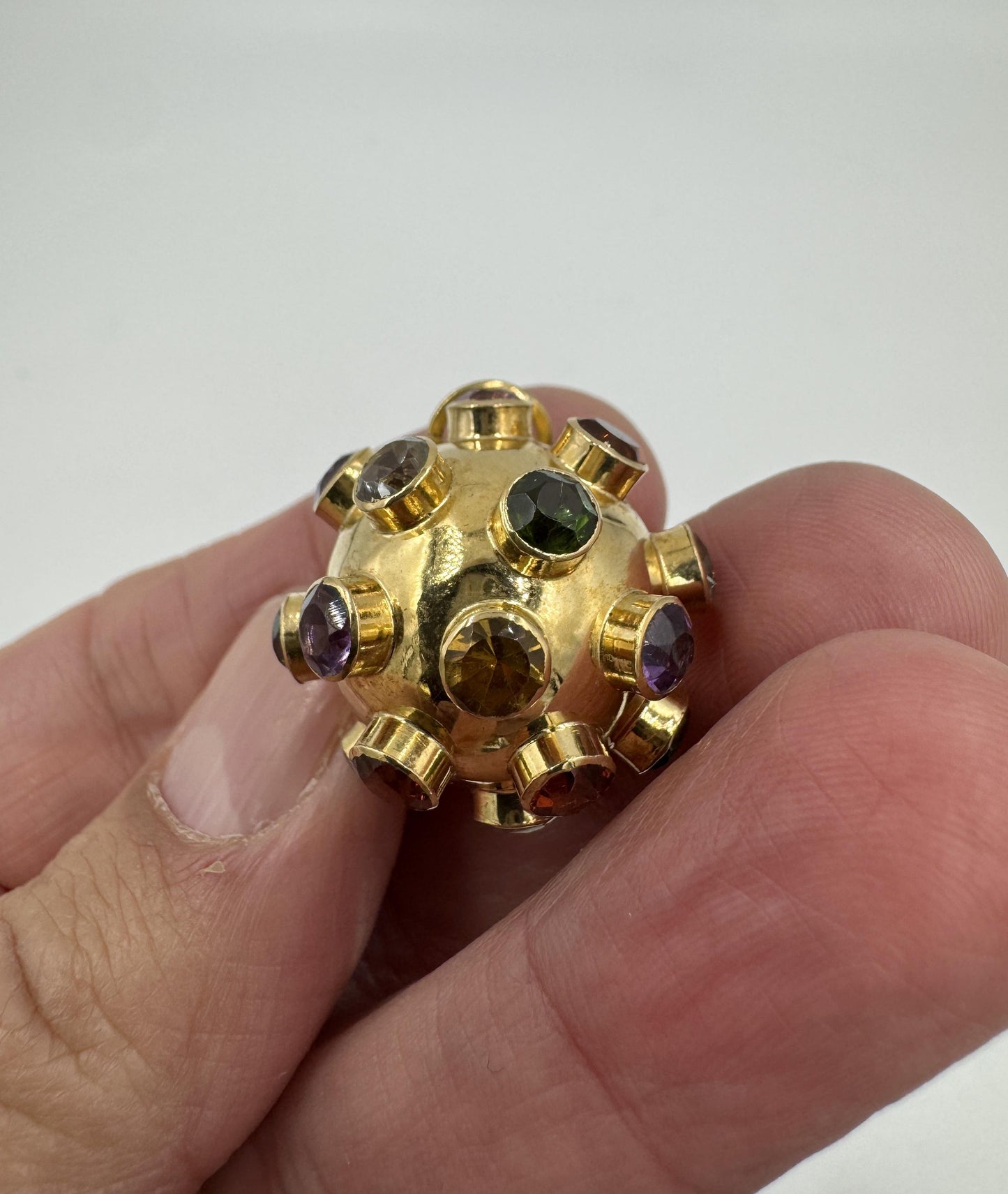 Estate 18k Yellow Gold Sputnik Sphere Jeweled Pendant