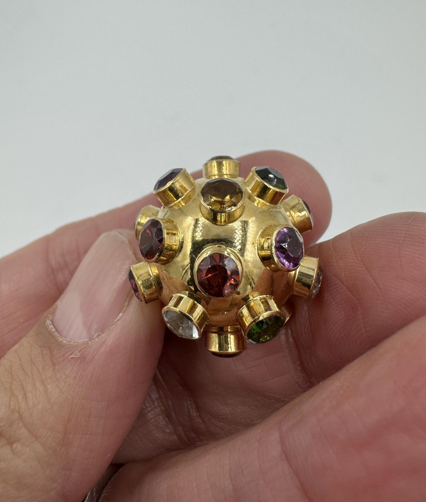 Estate 18k Yellow Gold Sputnik Sphere Jeweled Pendant