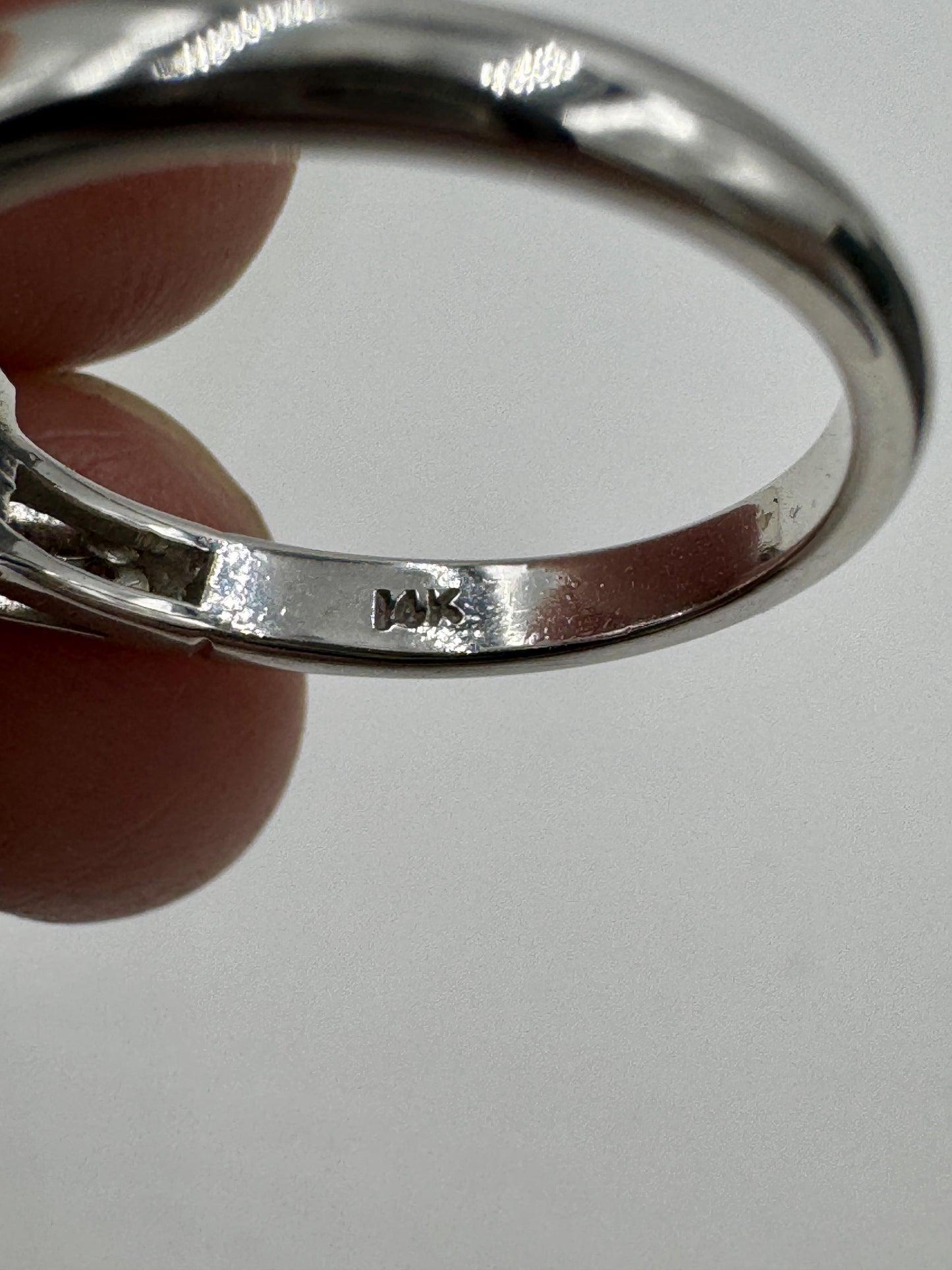 Estate 1950's 14k White Gold Diamond Cluster Ring