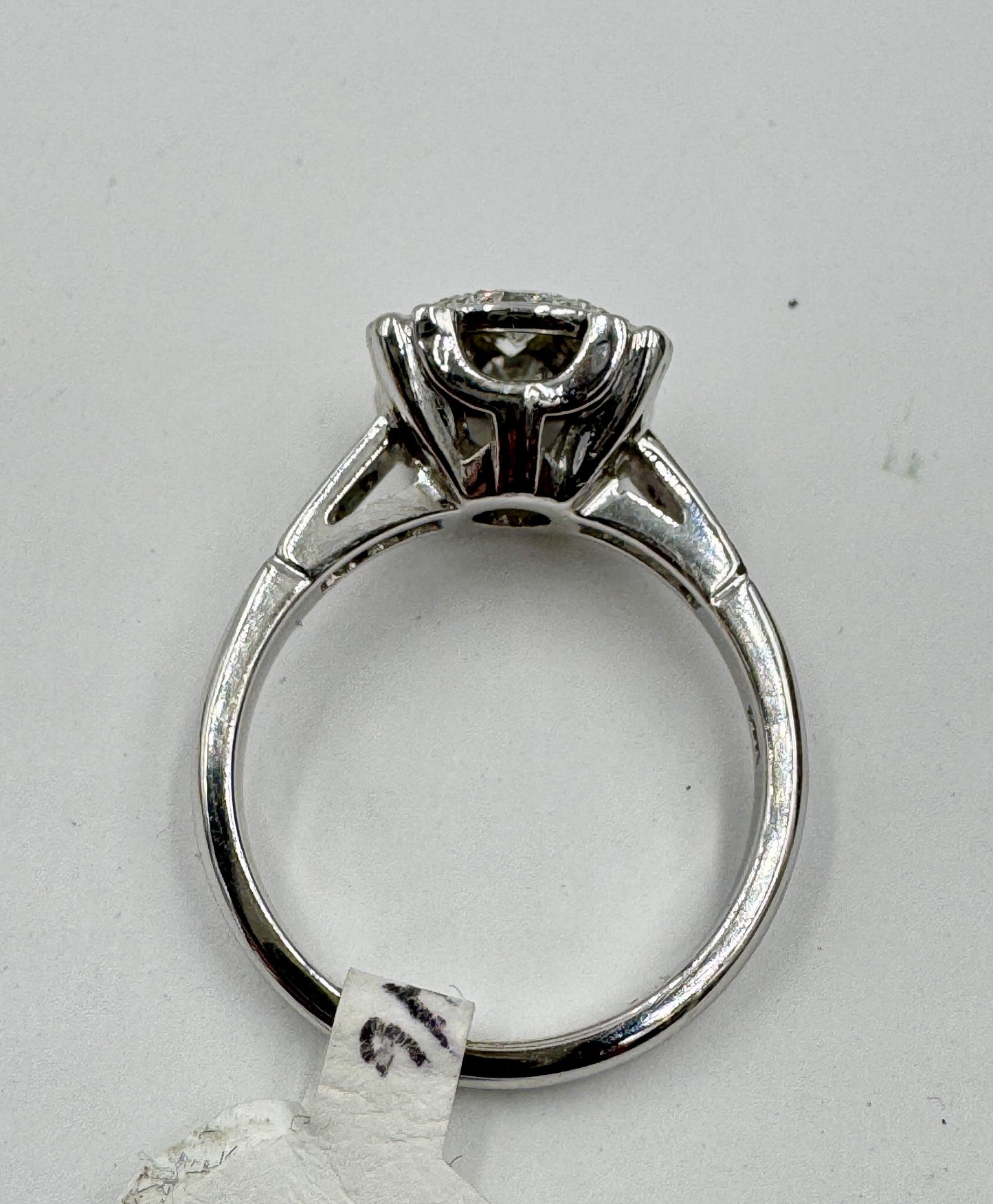 Estate 1950's 14k White Gold Diamond Cluster Ring