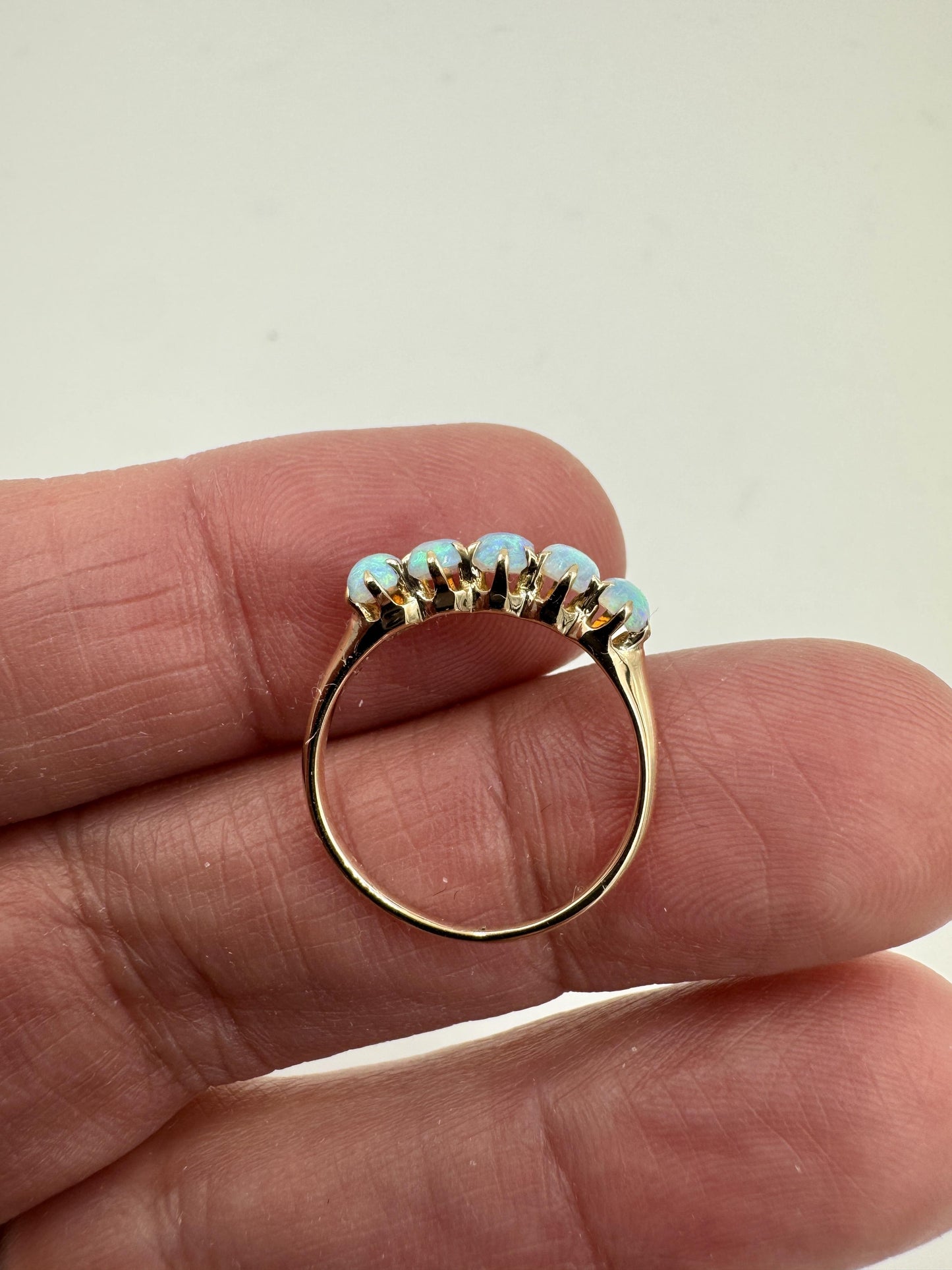 Antique 10k Yellow Gold Opal Cabochon 5 Stone Ring