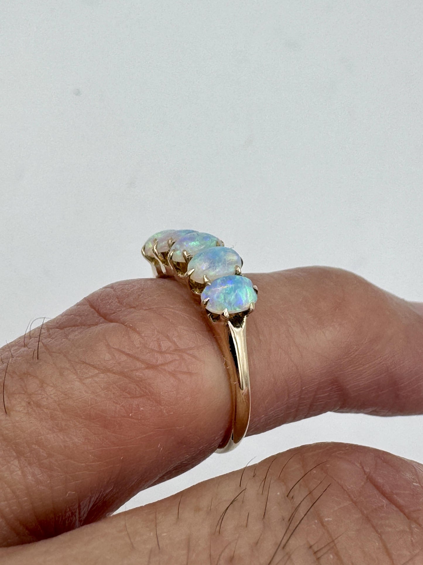 Antique 10k Yellow Gold Opal Cabochon 5 Stone Ring