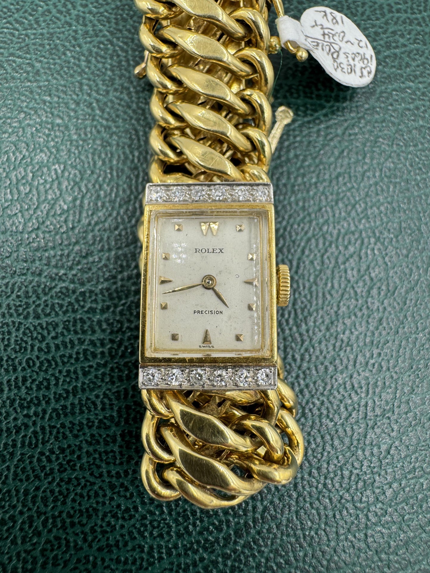 1960's Rolex 18k Yellow Gold Diamond Manuel 17j Movement Watch