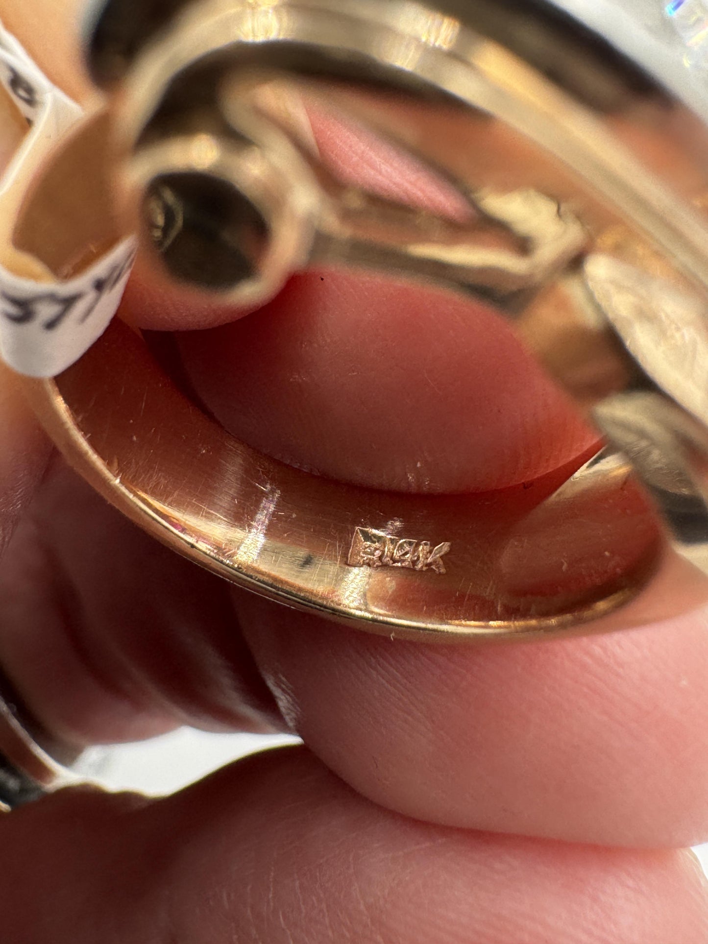 Retro 14k Rose Gold Daimond and Ruby Buckle Ring