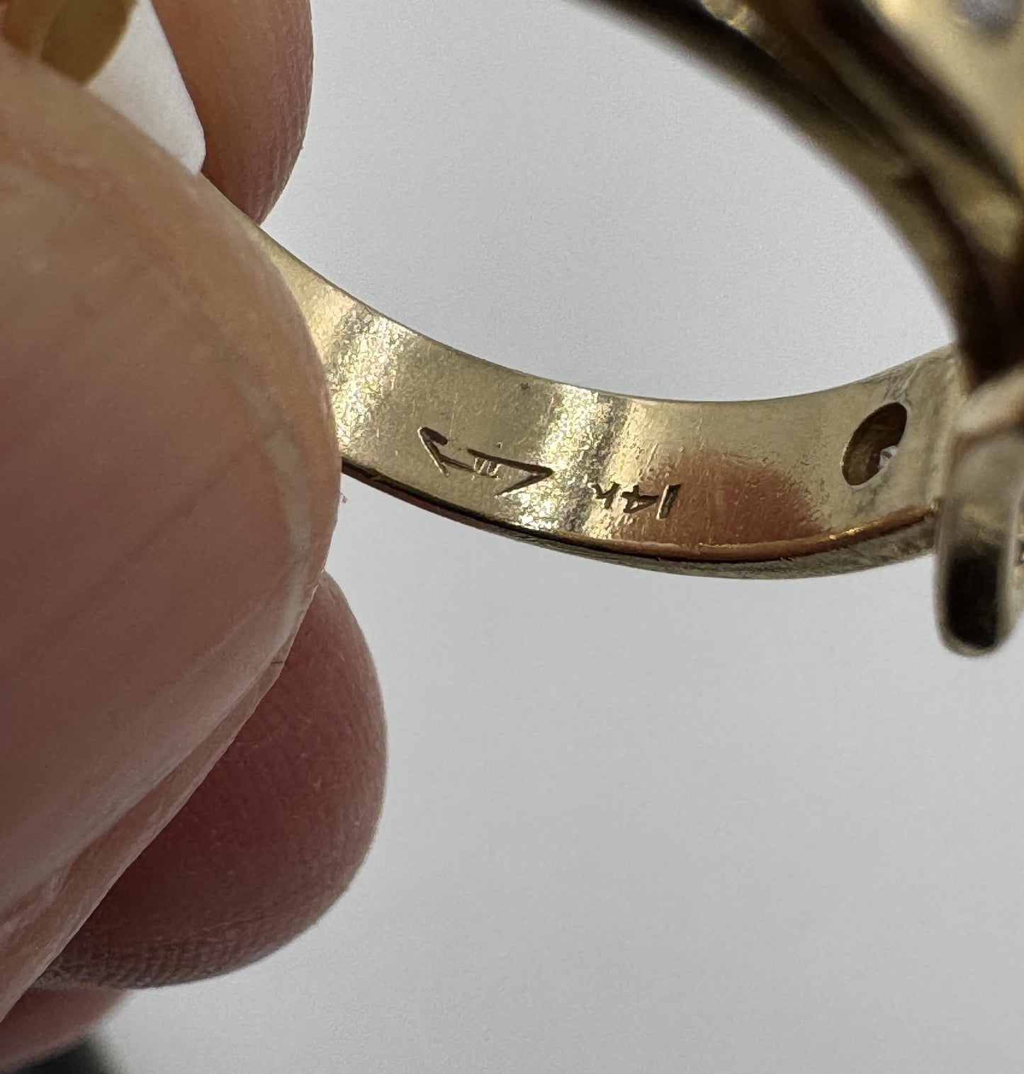 Mid Century 14k Diamond Buckle Ring