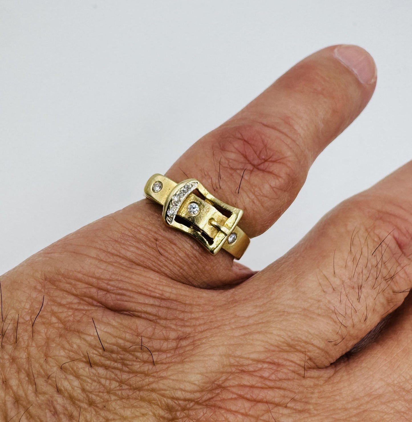 Mid Century 14k Diamond Buckle Ring