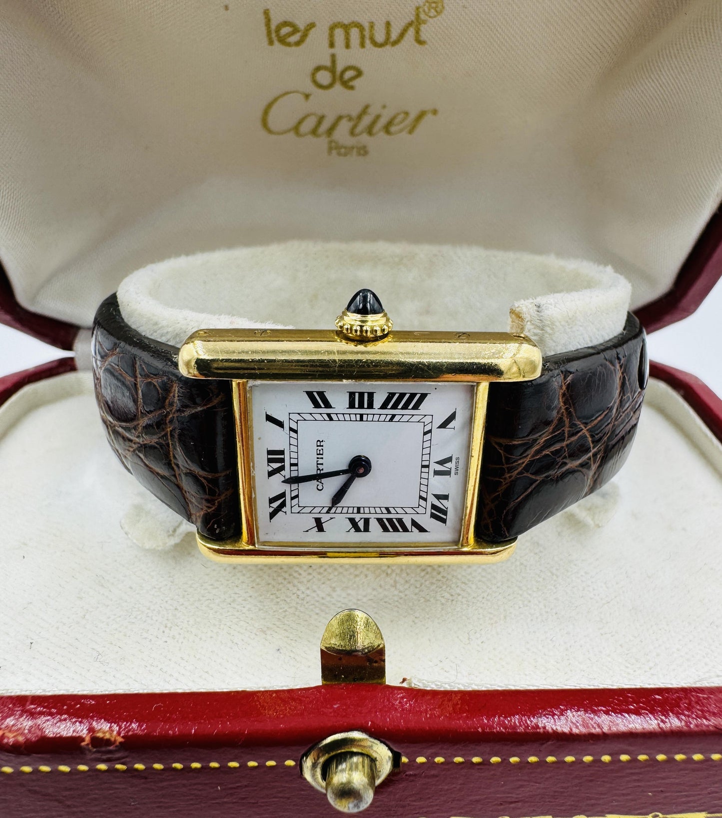 Cartier Tank Louis 18k gold Watch Deployment Clasp Manual Wind
