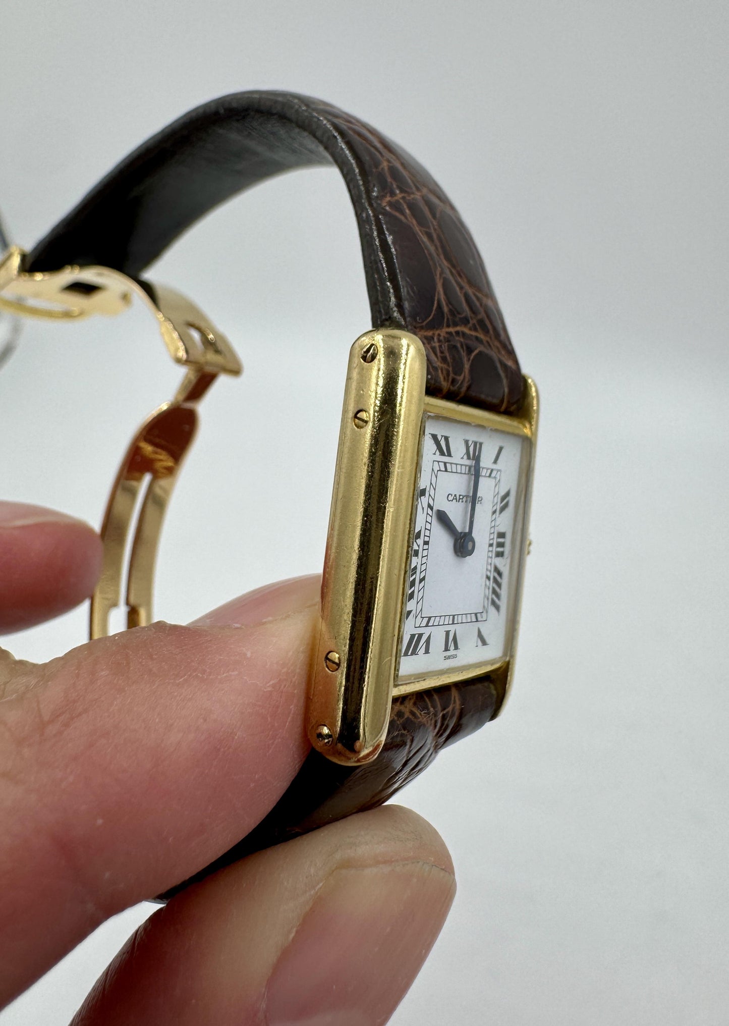 Cartier Tank Louis 18k gold Watch Deployment Clasp Manual Wind