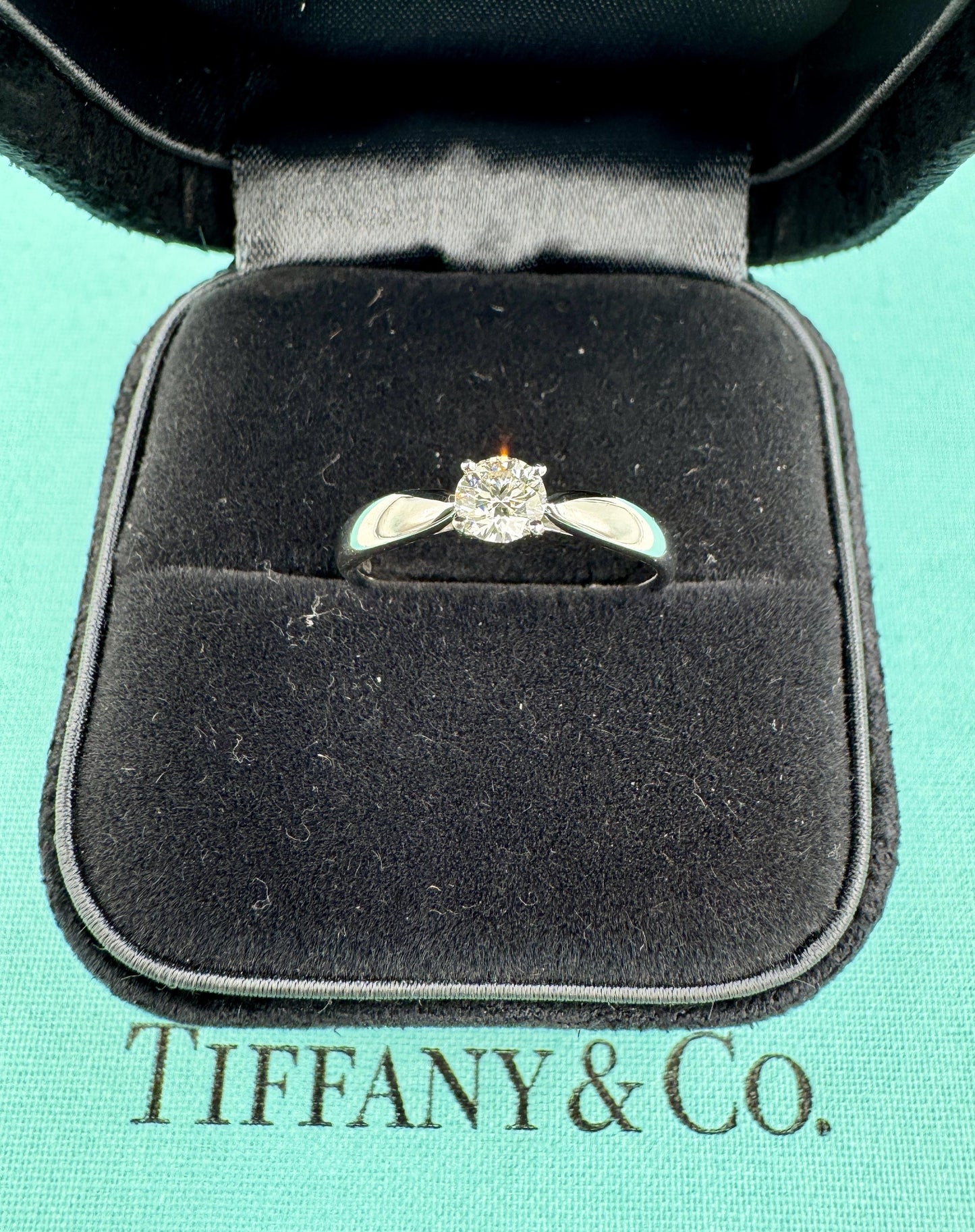 Tiffany & Co. Harmony Diamond Solitaire Platinum Ring with Original Reciepts