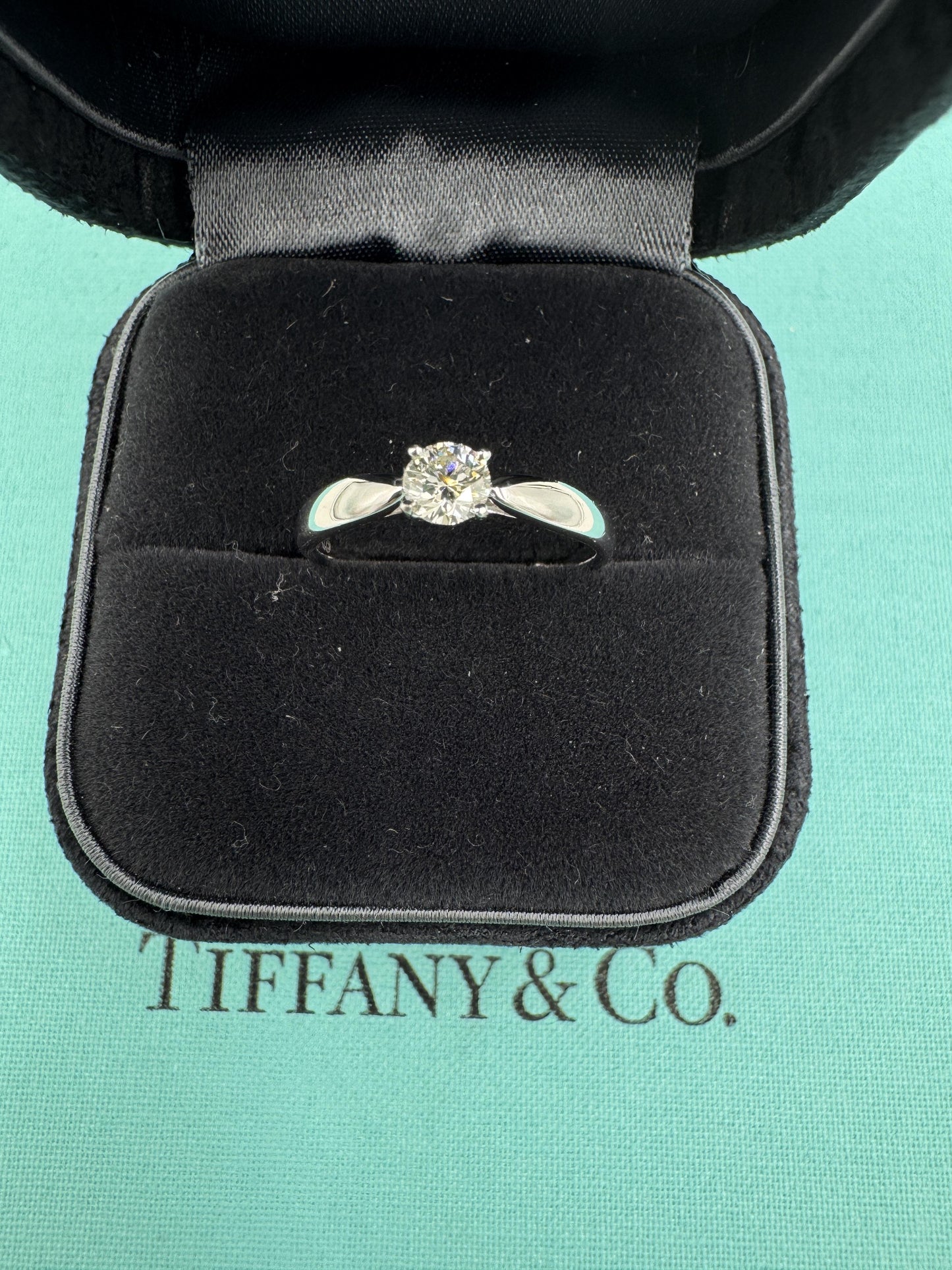 Tiffany & Co. Harmony Diamond Solitaire Platinum Ring with Original Reciepts