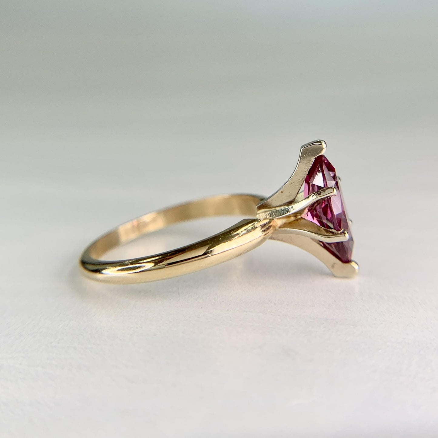 Vintage Marquise Tourmaline Solitaire Ring 14k
