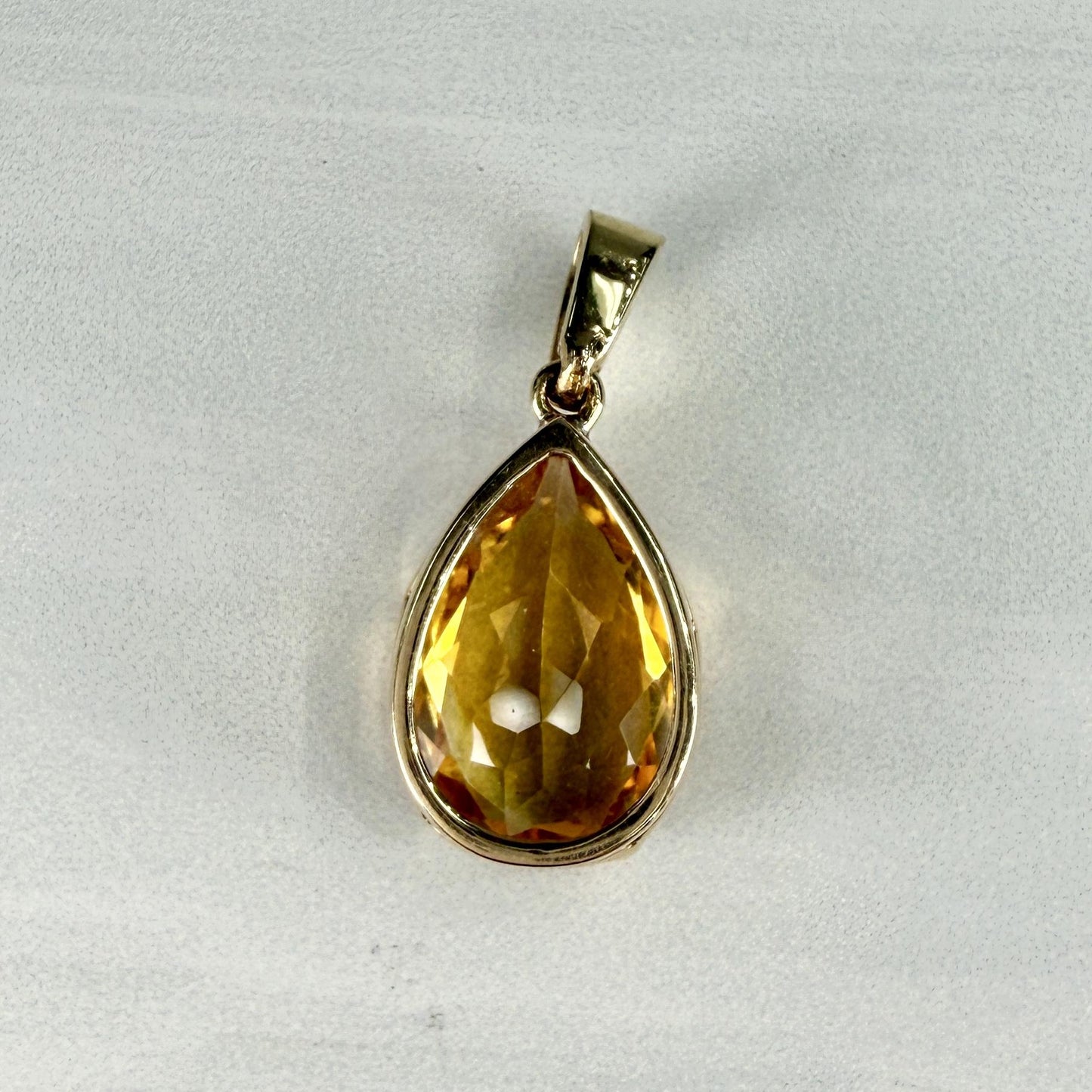 Pear Cut Citrine Pendant 14k