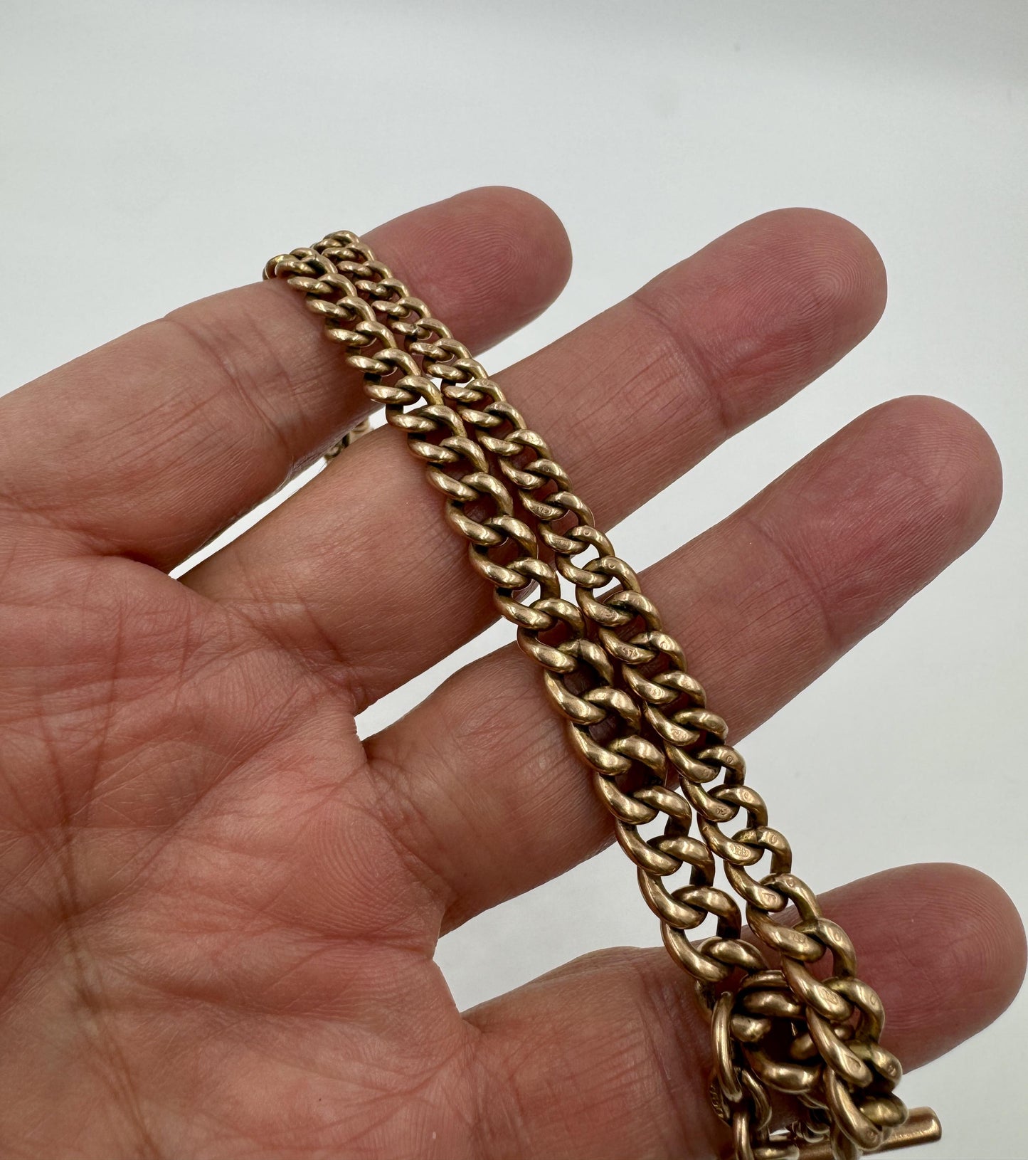 9k Rose Gold Double Albert Graduated Pocket Watch Chain 13.25" long