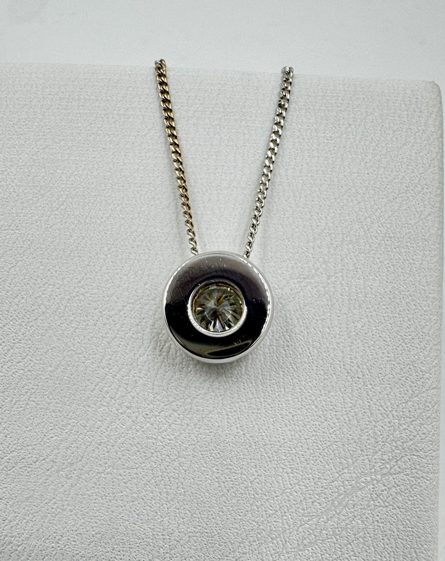 Diamond Solitaire 18k White Gold Pendant Necklace VS