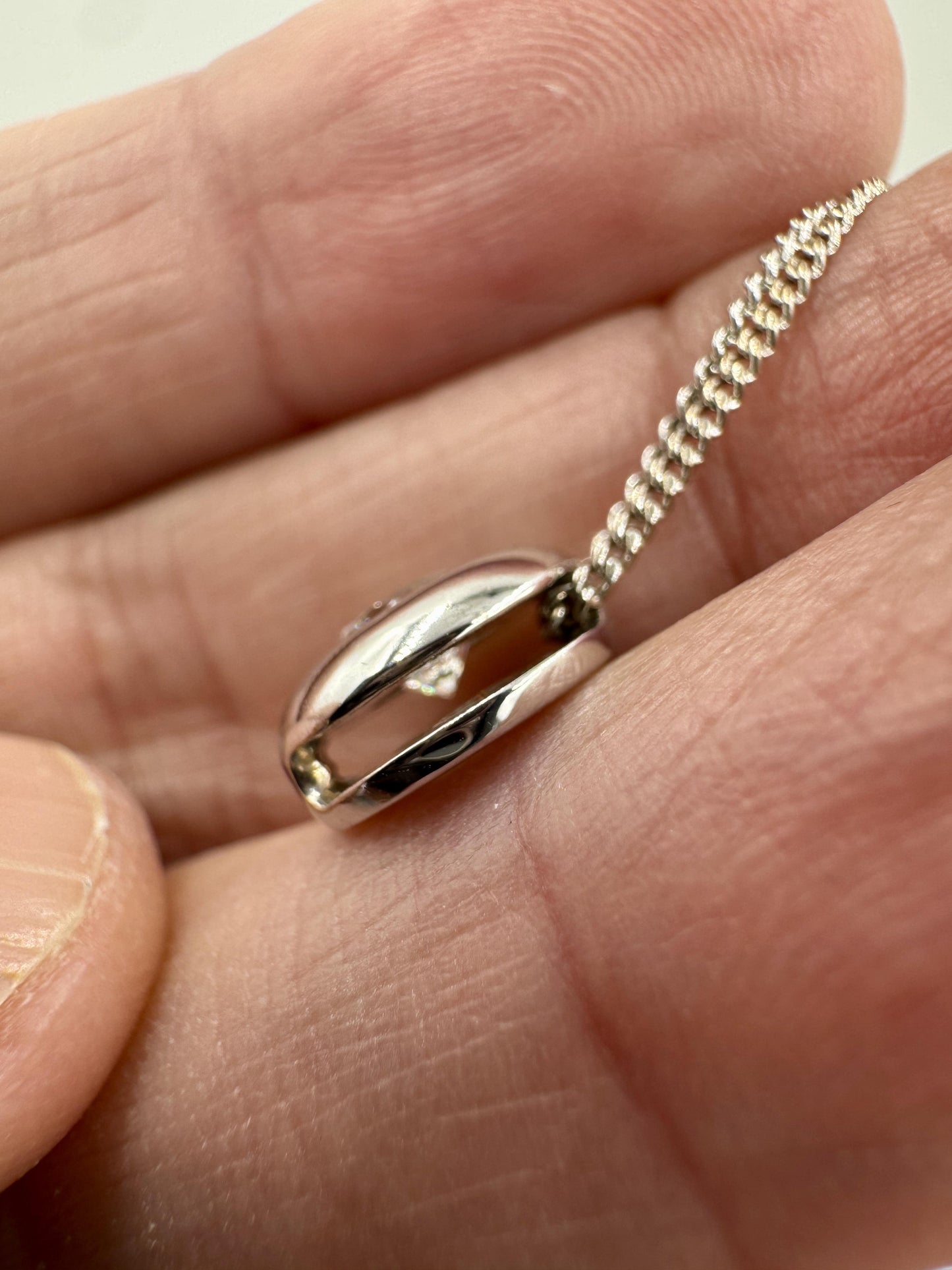 Diamond Solitaire 18k White Gold Pendant Necklace VS
