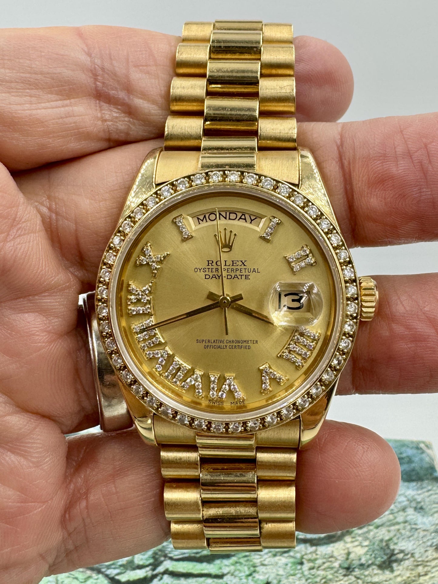 Rolex Presidential Day Date 18038 18k Diamond dial and Bezel