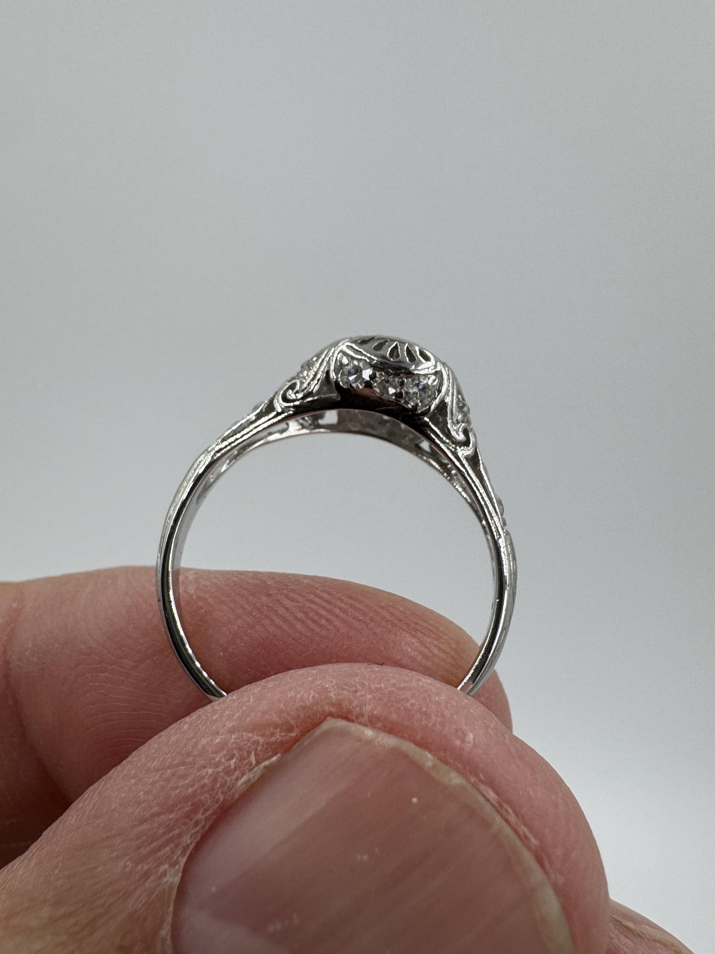 Edwardian Platinum Old European Diamond Engagement Ring