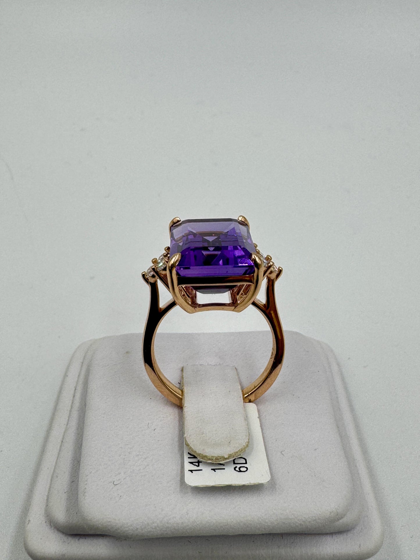 14k Rose Gold Amethyst Diamond Cocktail Ring