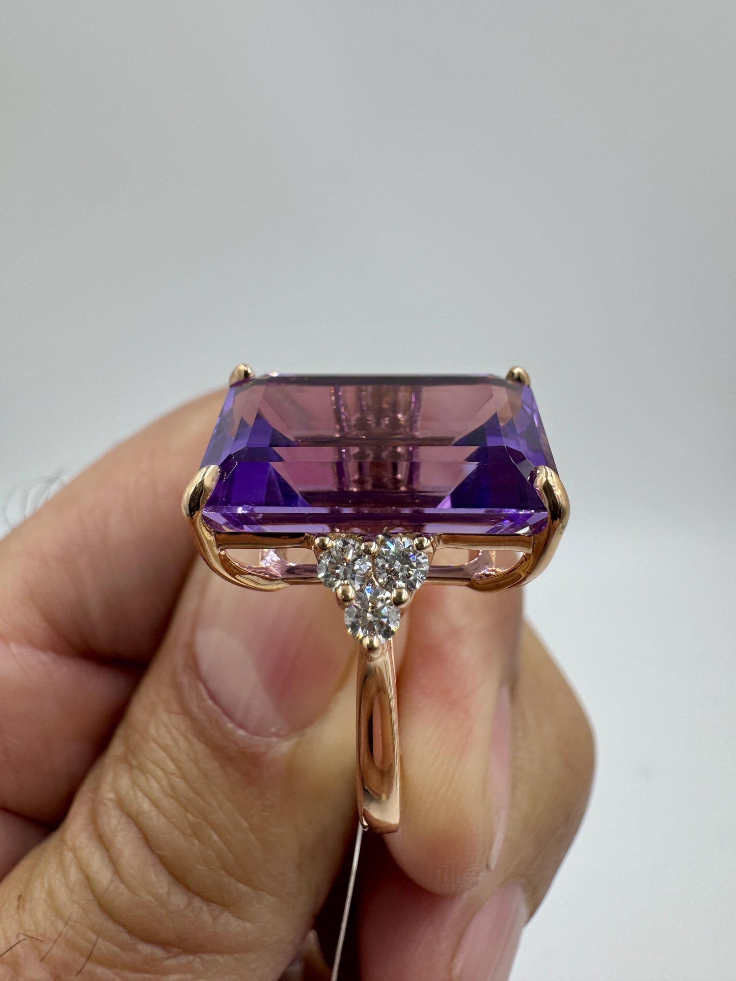14k Rose Gold Amethyst Diamond Cocktail Ring
