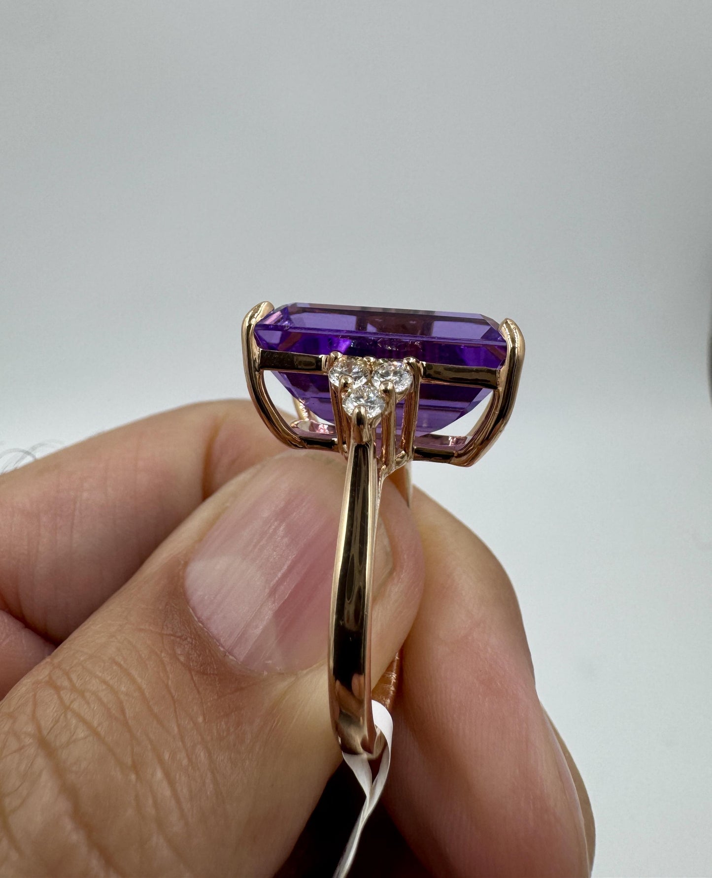 14k Rose Gold Amethyst Diamond Cocktail Ring