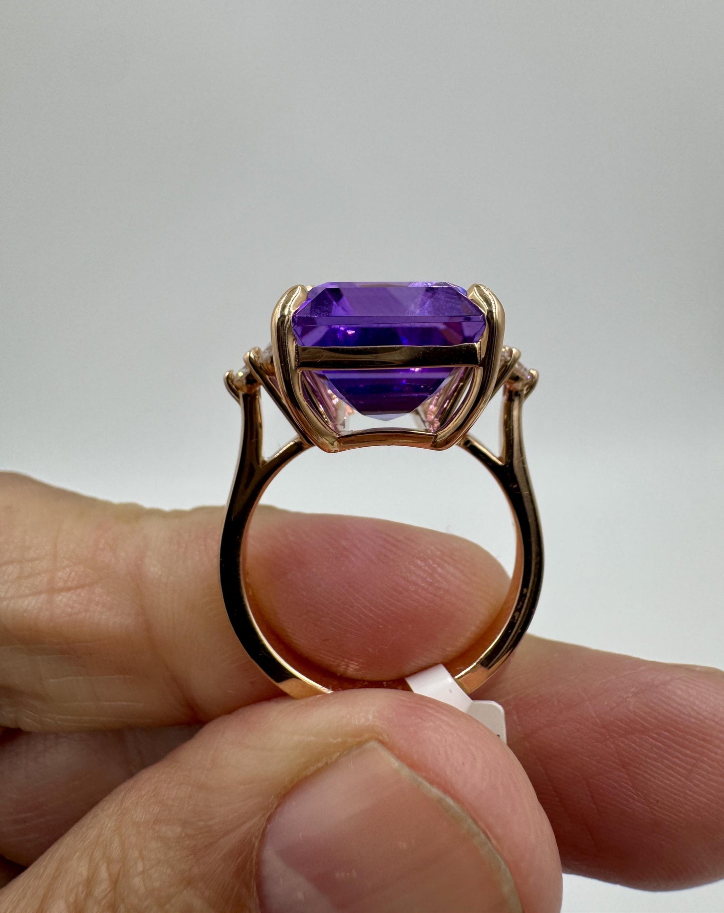 14k Rose Gold Amethyst Diamond Cocktail Ring