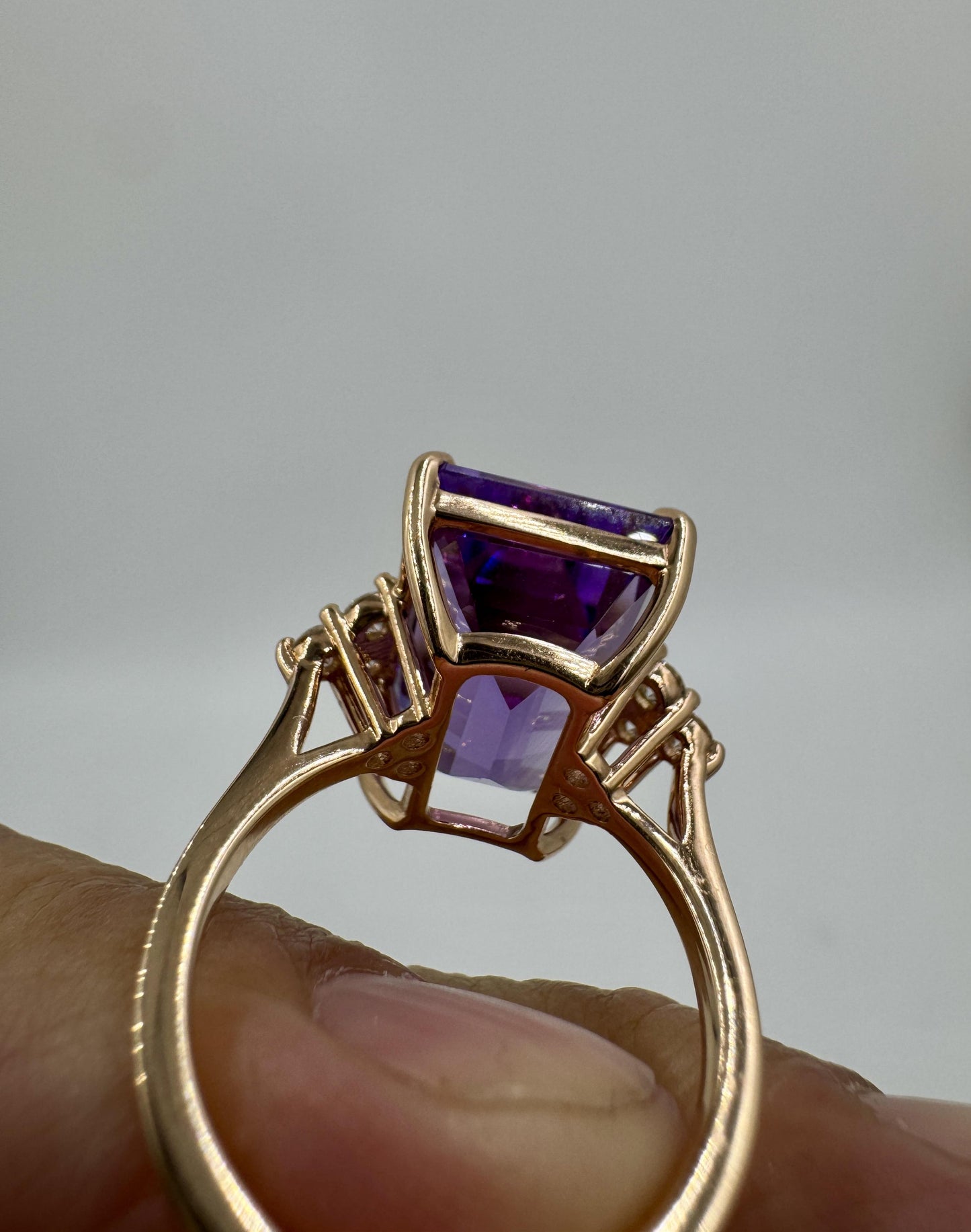 14k Rose Gold Amethyst Diamond Cocktail Ring
