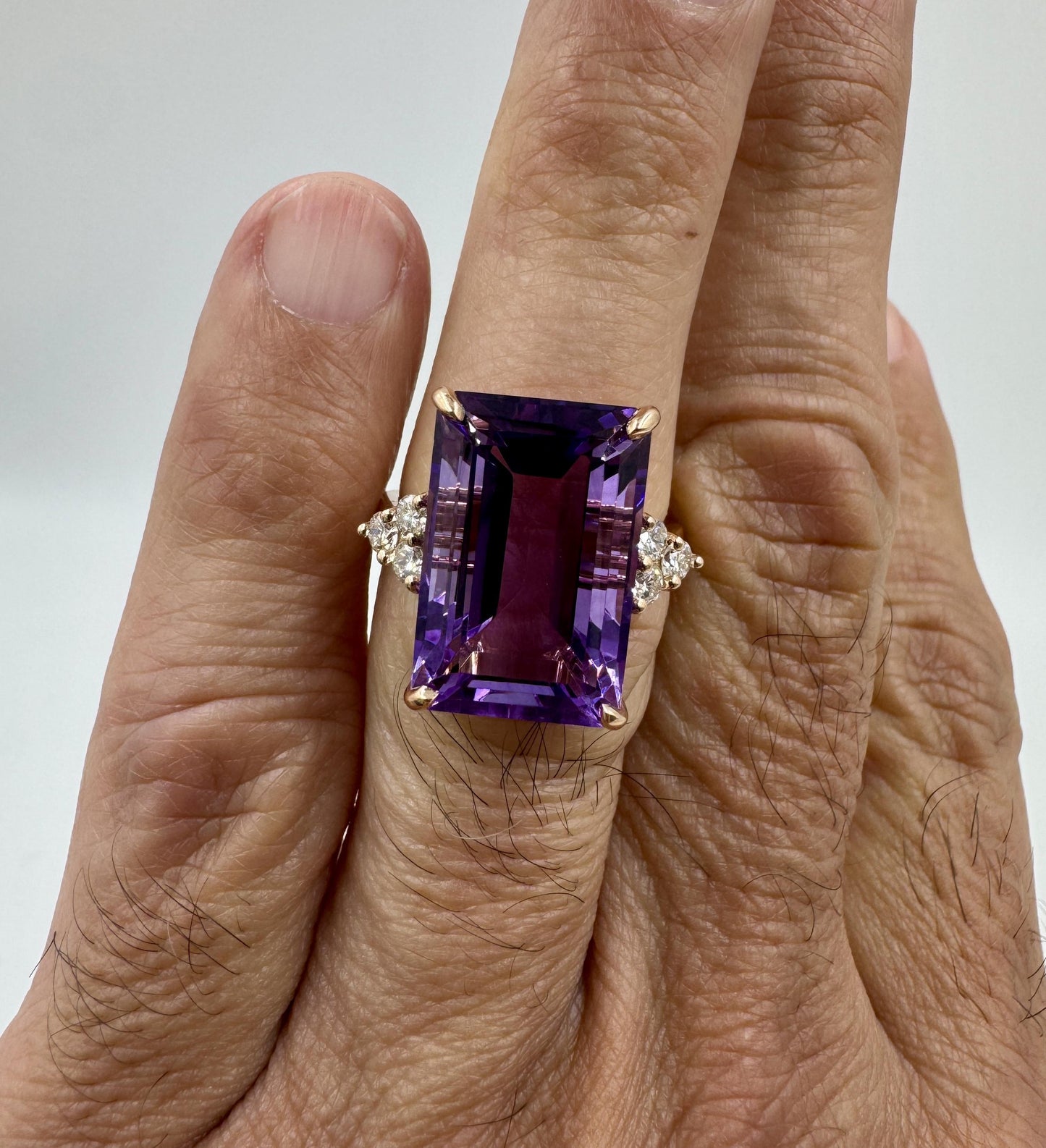 14k Rose Gold Amethyst Diamond Cocktail Ring
