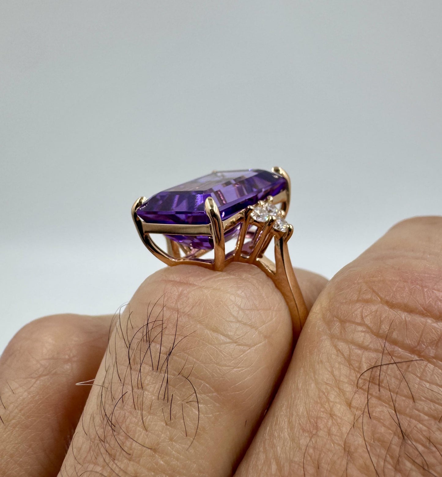 14k Rose Gold Amethyst Diamond Cocktail Ring