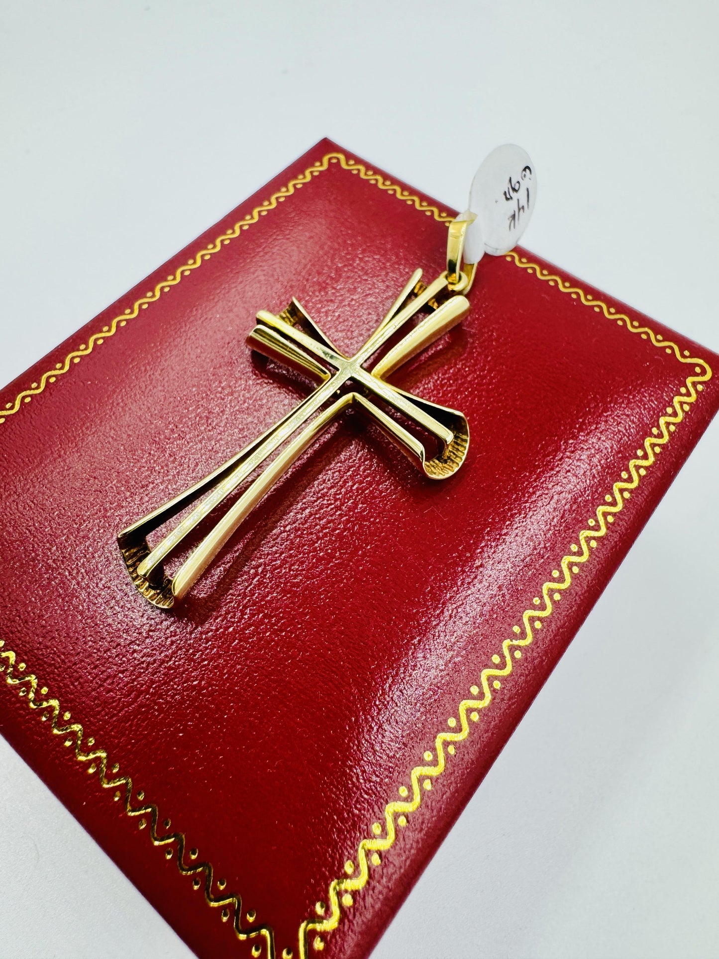 Vintage Italian 14k yellow gold Cross Pendant Signed