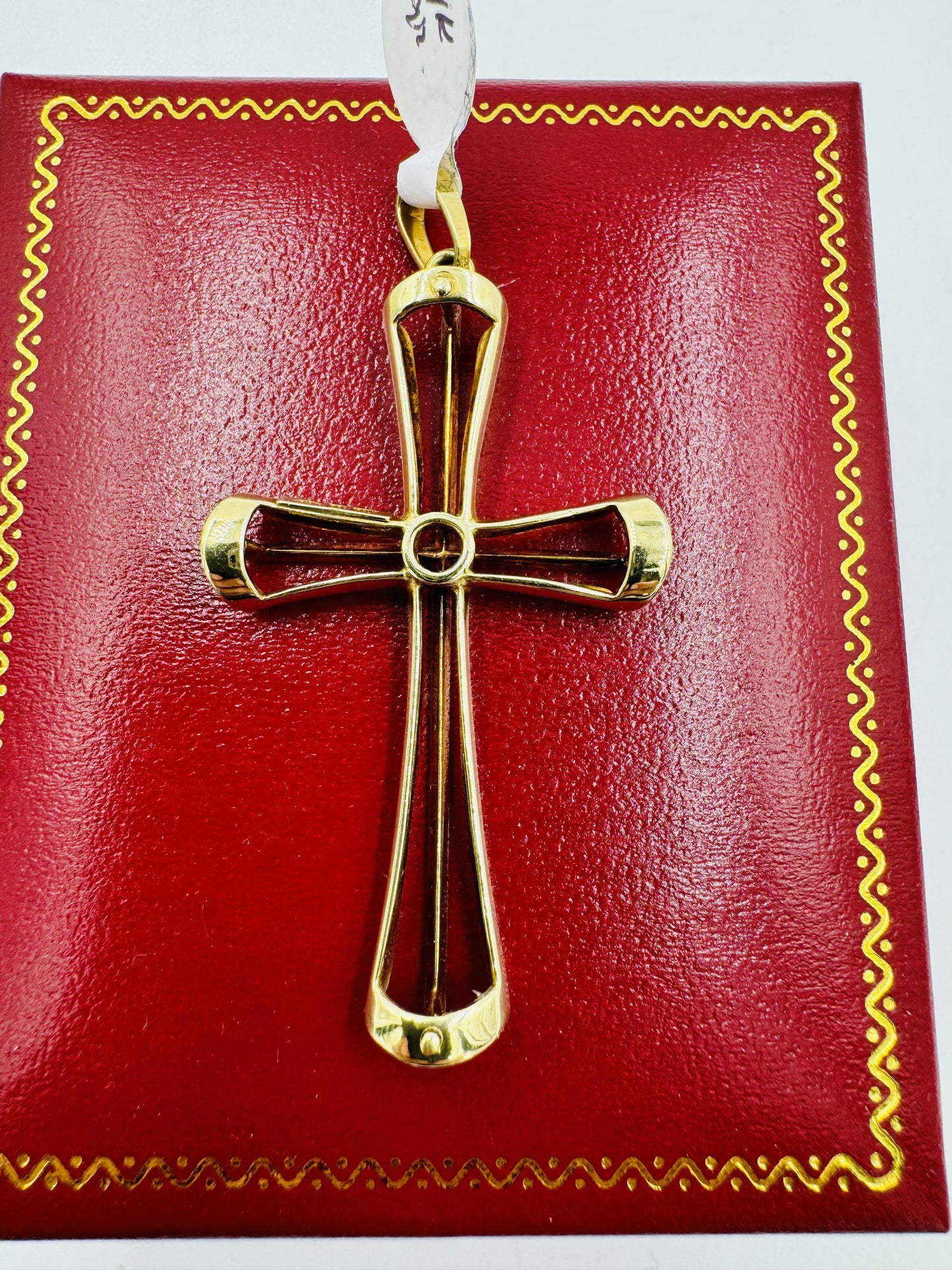 Vintage Italian 14k yellow gold Cross Pendant Signed