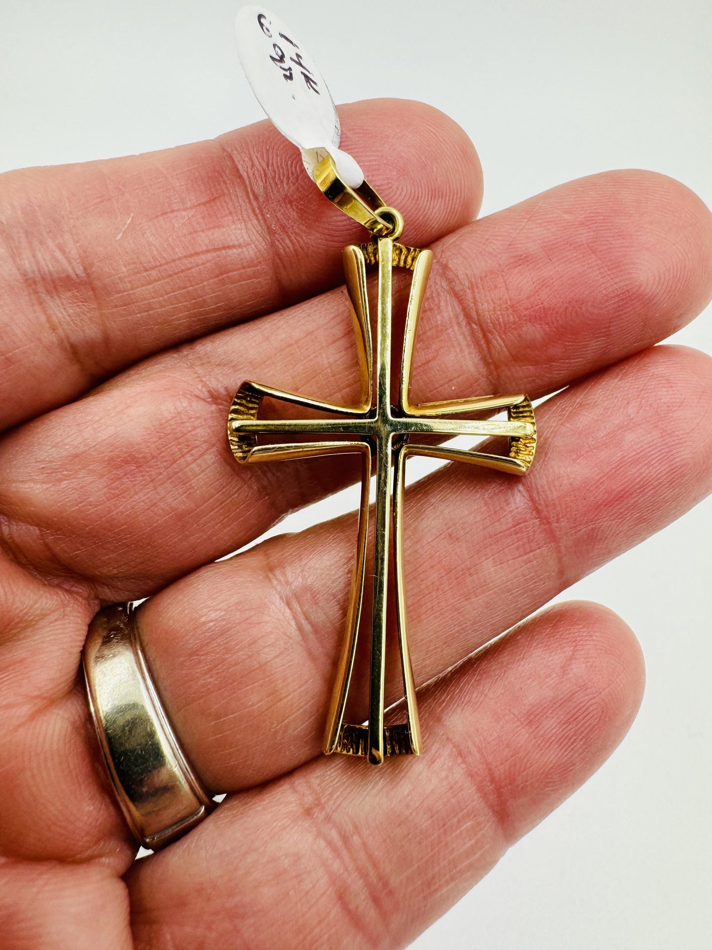 Vintage Italian 14k yellow gold Cross Pendant Signed