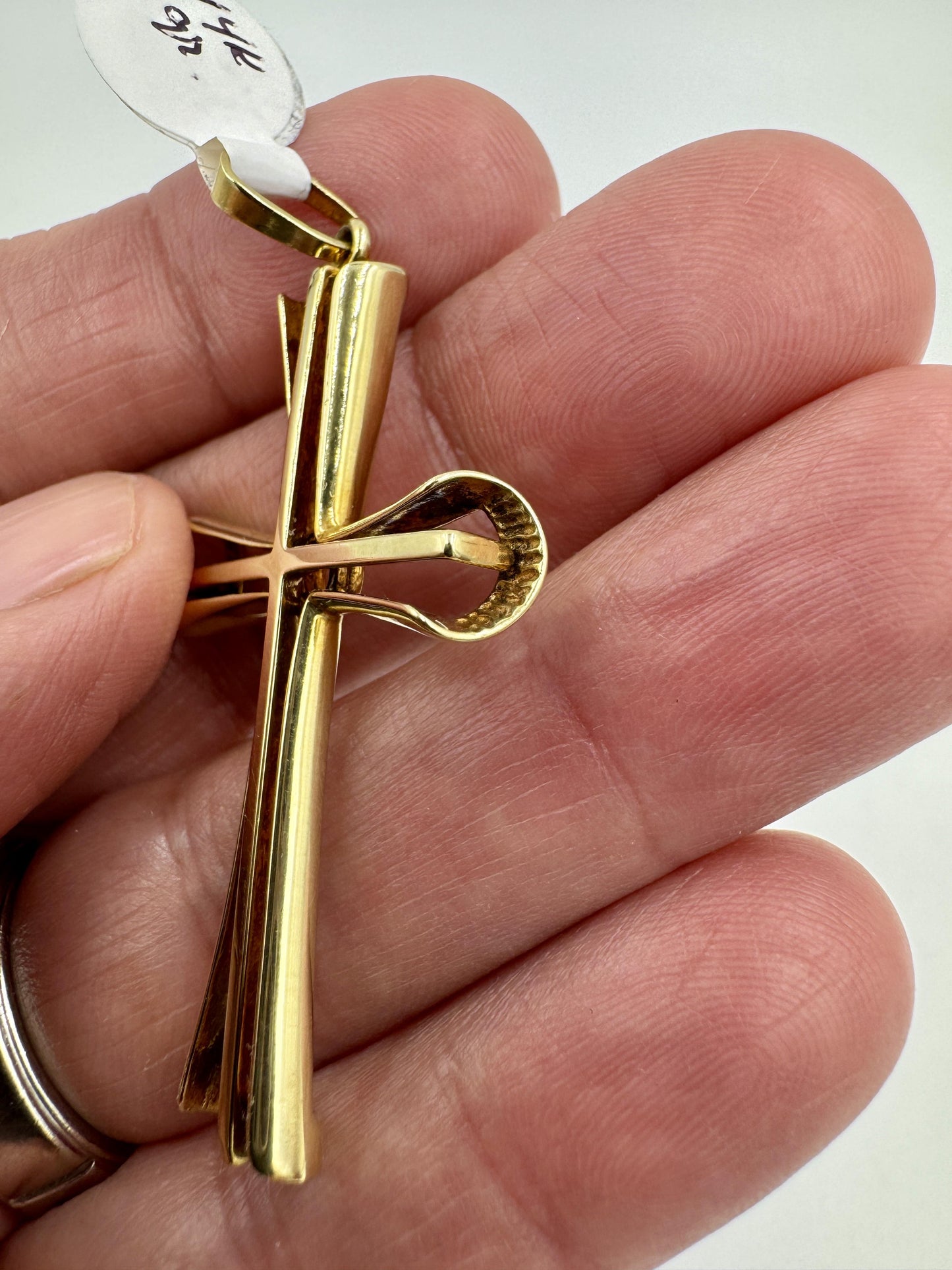 Vintage Italian 14k yellow gold Cross Pendant Signed
