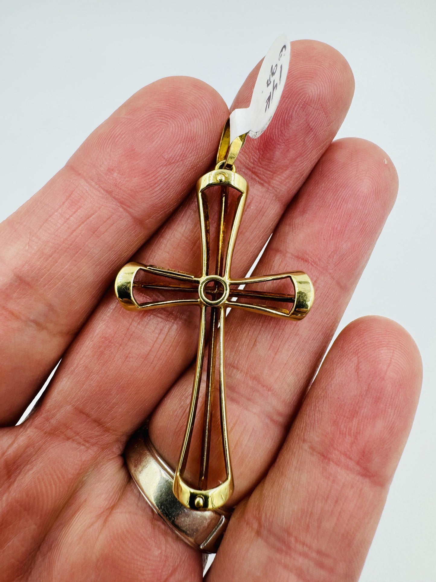 Vintage Italian 14k yellow gold Cross Pendant Signed