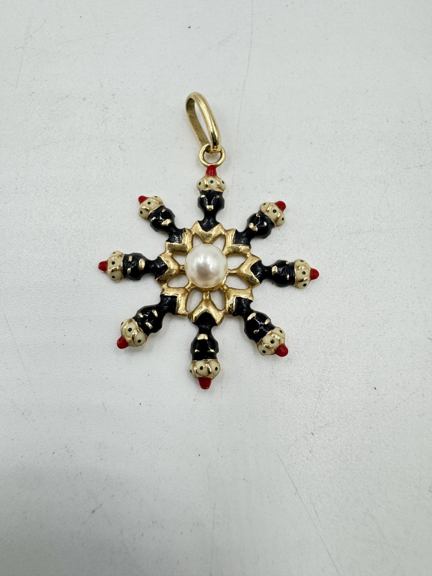 Moretti Flower Pendant 14k Yellow Gold Vintage