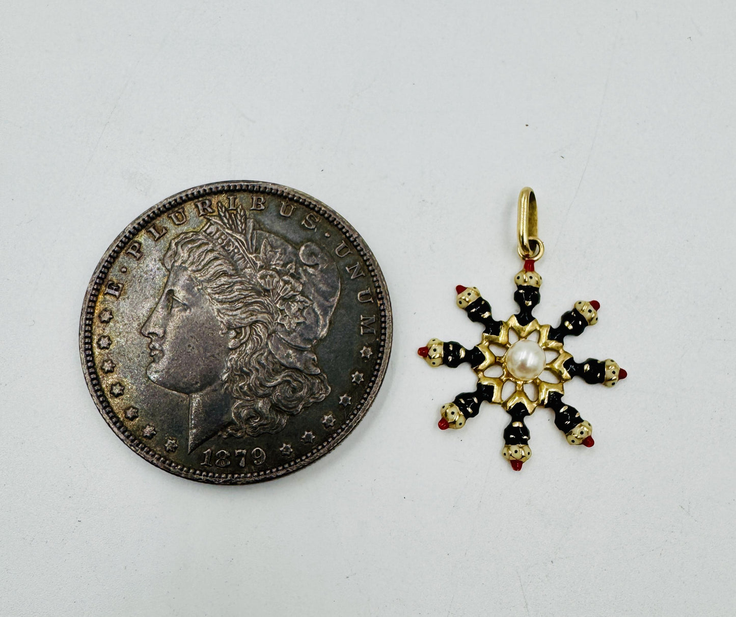 Moretti Flower Pendant 14k Yellow Gold Vintage
