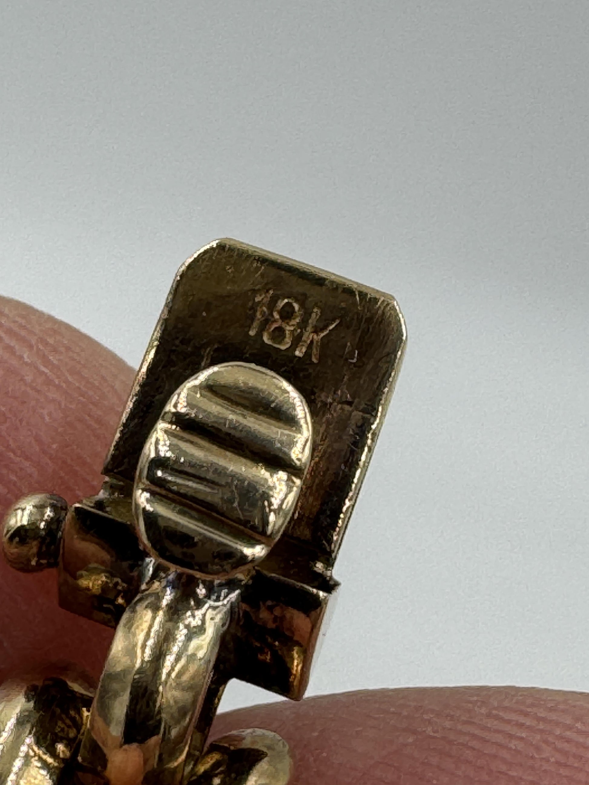 Retro 18k Gold Aquamarine Station Link Bracelet 7.5"