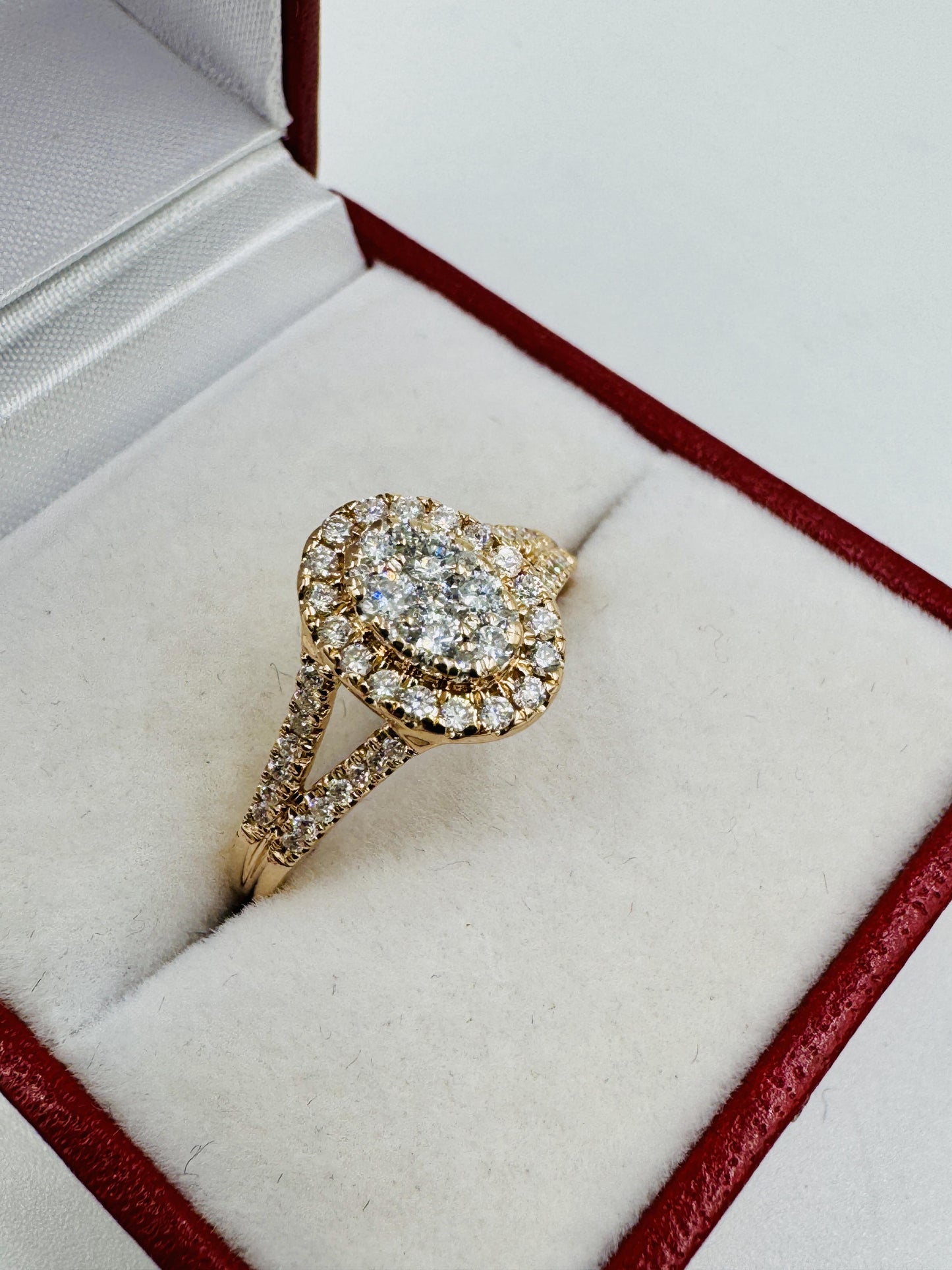 14k Rose Gold Cluster Halo Diamond Ring size 9