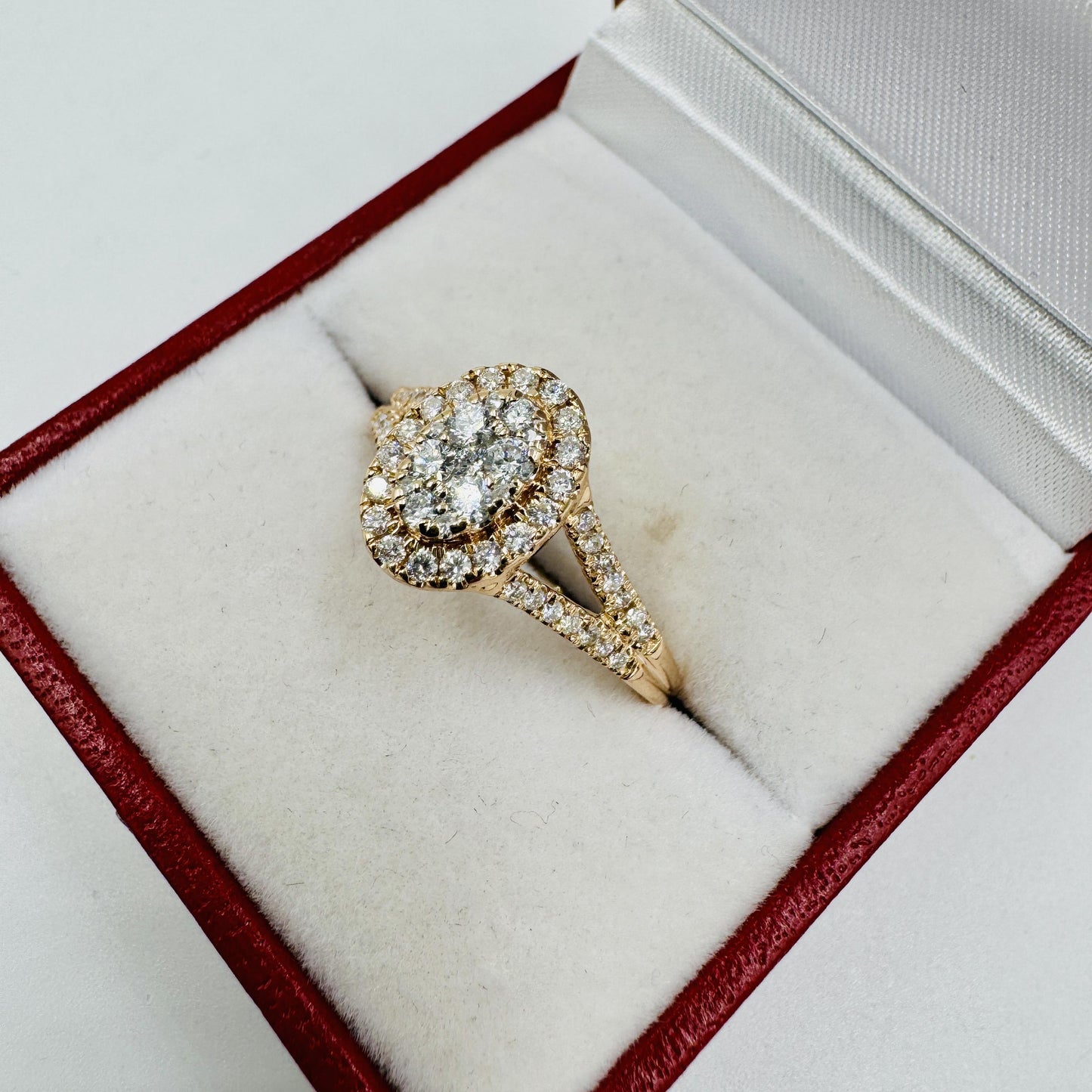 14k Rose Gold Cluster Halo Diamond Ring size 9