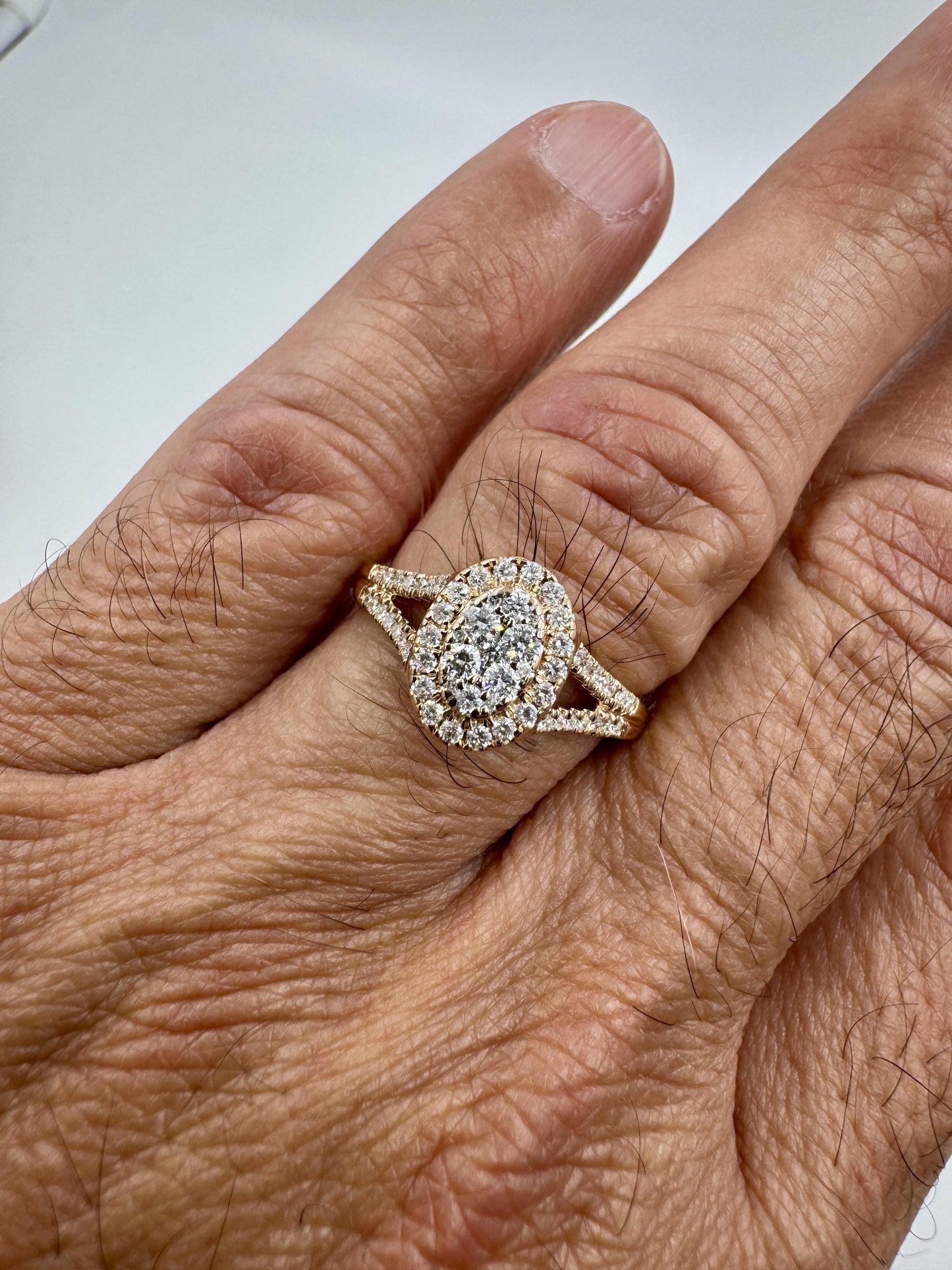 14k Rose Gold Cluster Halo Diamond Ring size 9