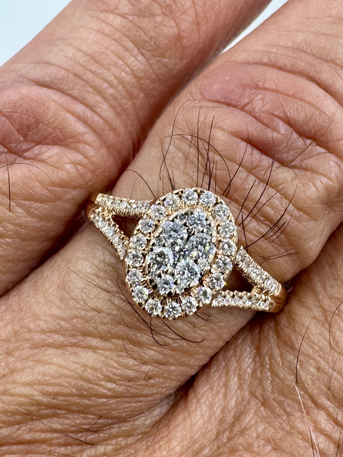 14k Rose Gold Cluster Halo Diamond Ring size 9