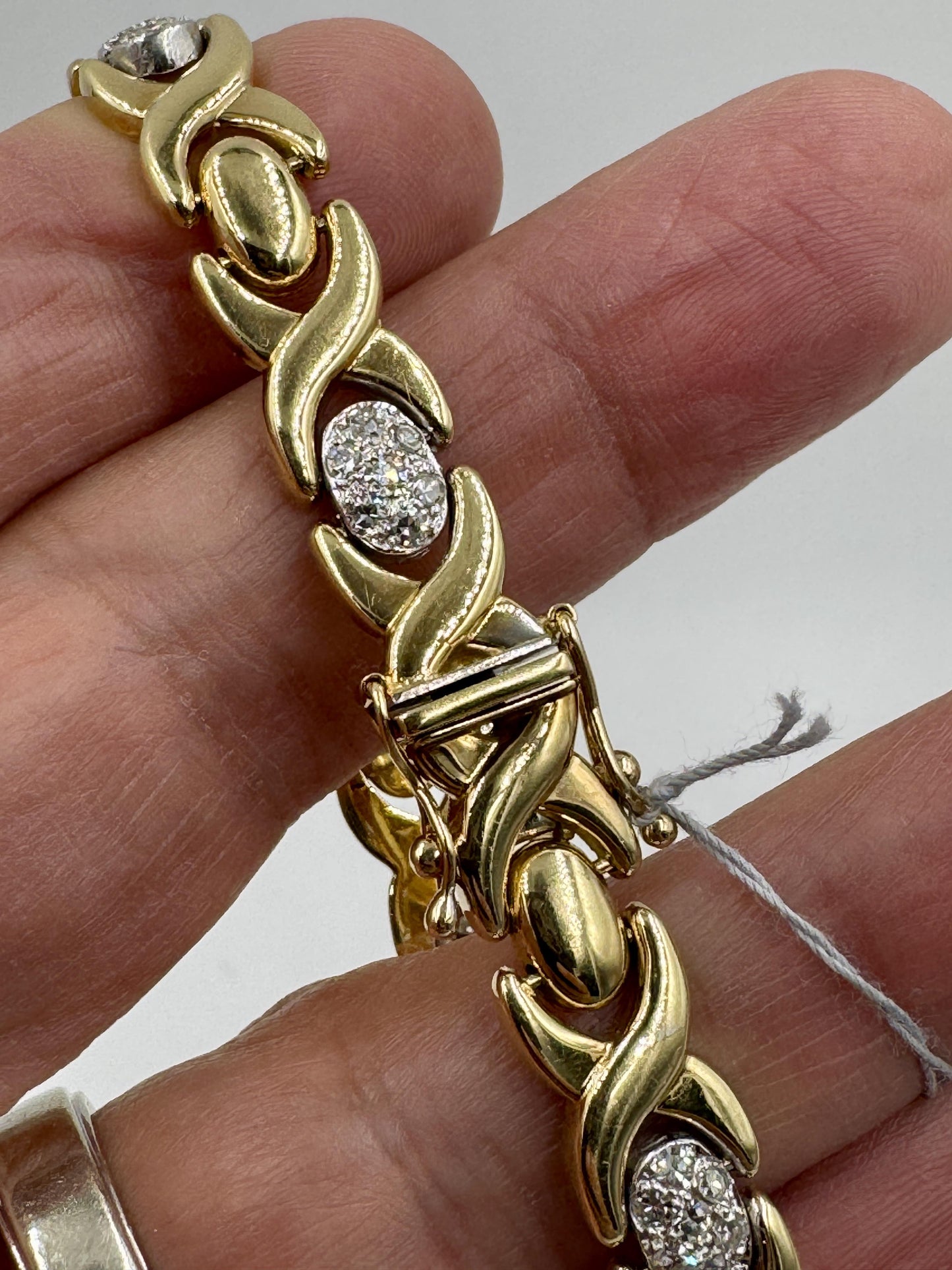 Vintage 14k Gold Italian Diamond Station Link Bracelet