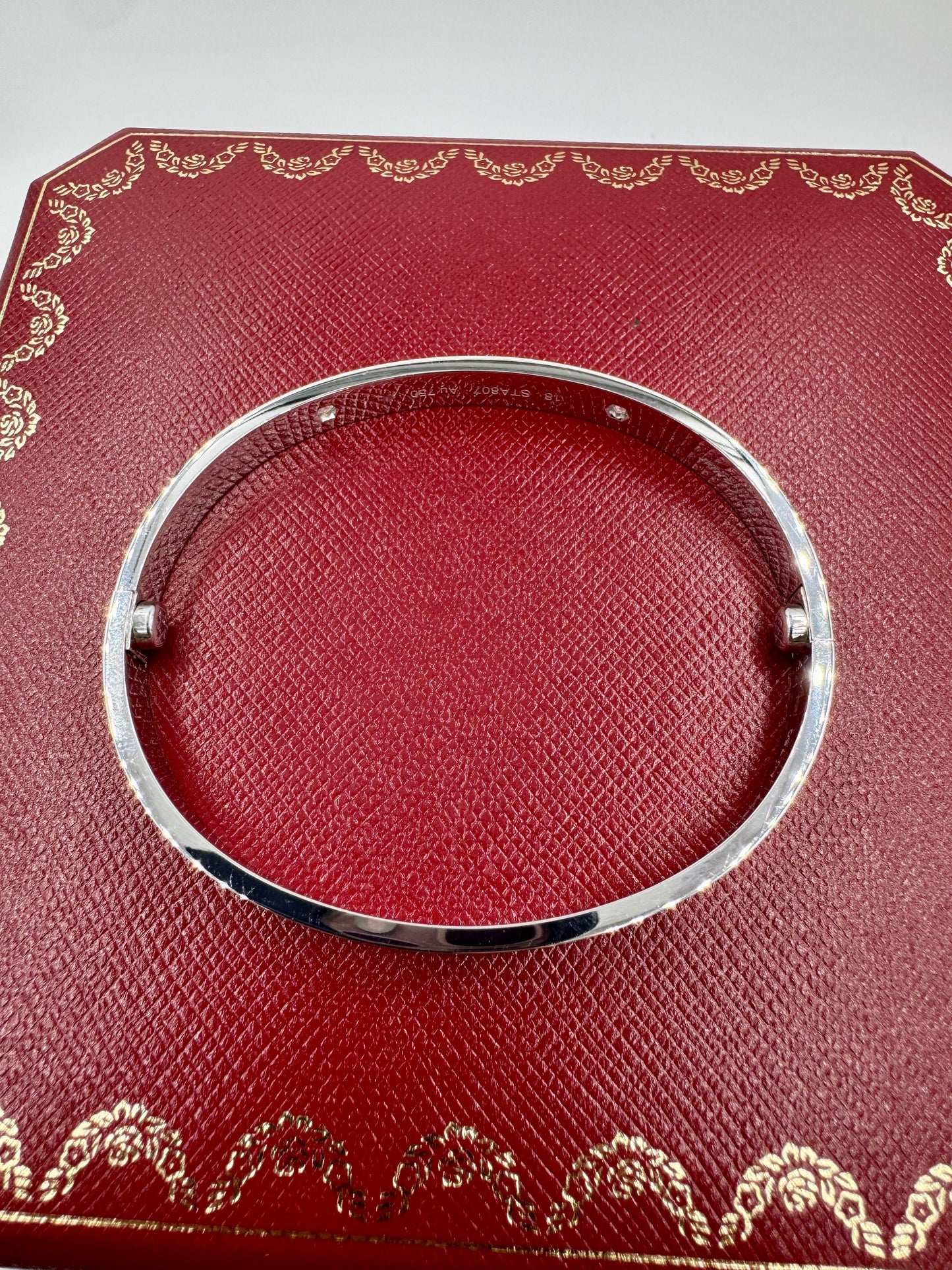 CARTIER LOVE BRACELET 4 DIAMONDS 18K WHITE GOLD SIZE 18 Box and Papers