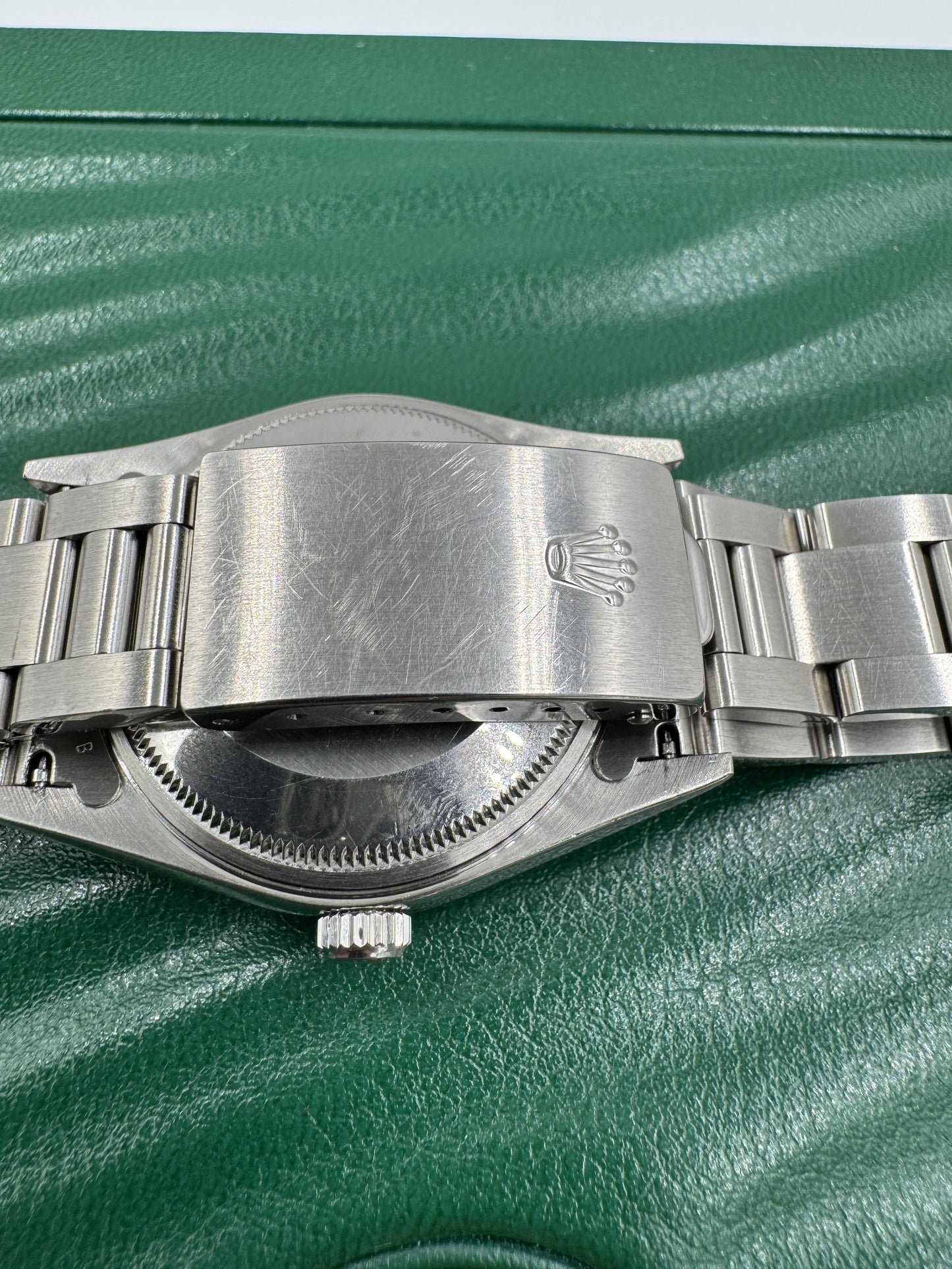 Rolex Air King Mens Stainless Steel Watch Oyster Band Blue Arabic Dial 14010S