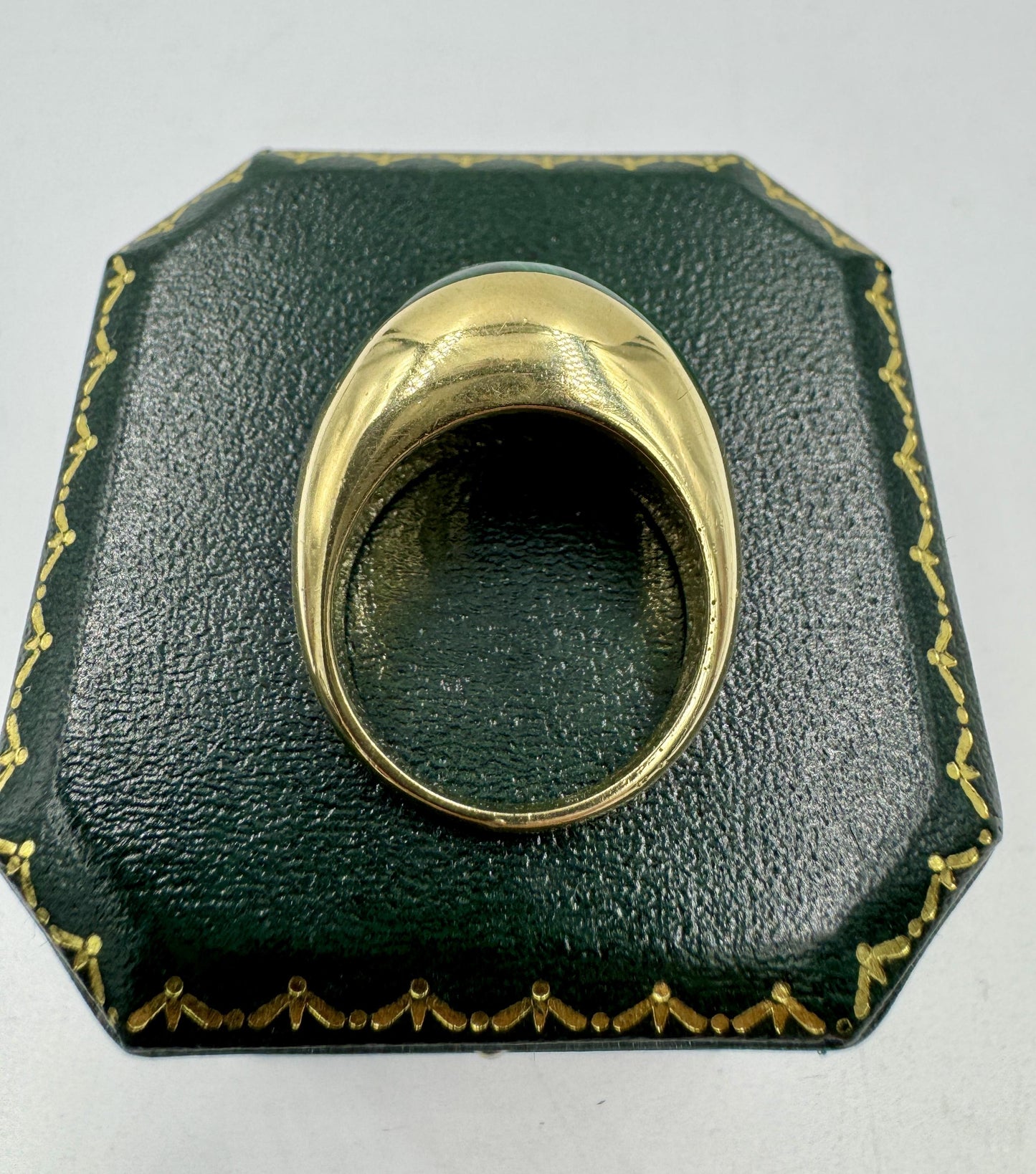 Rare 18k Joachim S'Paliu modernist Malachite Dome ring Spain