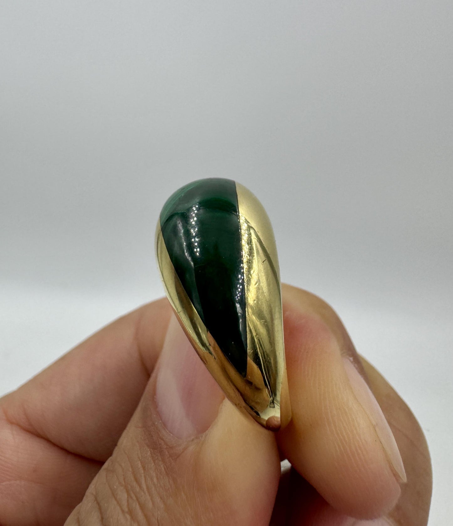 Rare 18k Joachim S'Paliu modernist Malachite Dome ring Spain