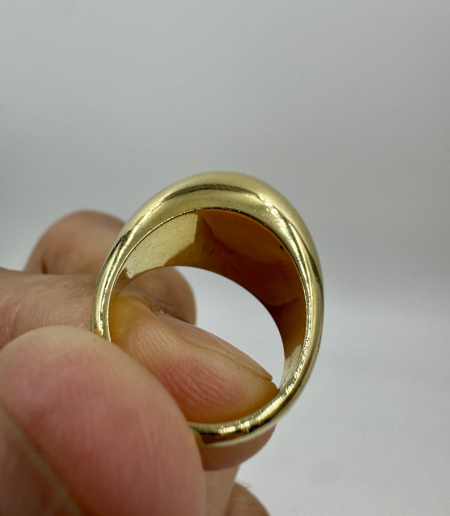 Rare 18k Joachim S'Paliu modernist Malachite Dome ring Spain