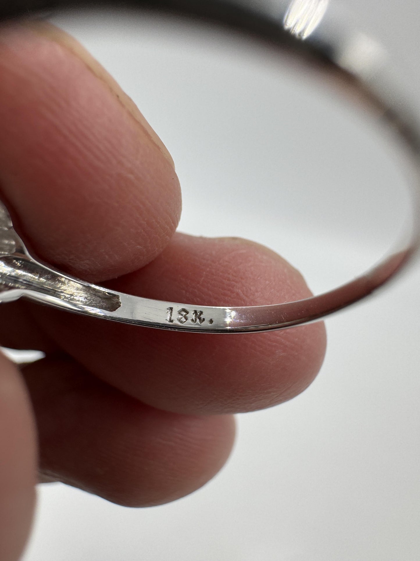 Art Deco 18k White Gold Old European Cut Diamond Ring