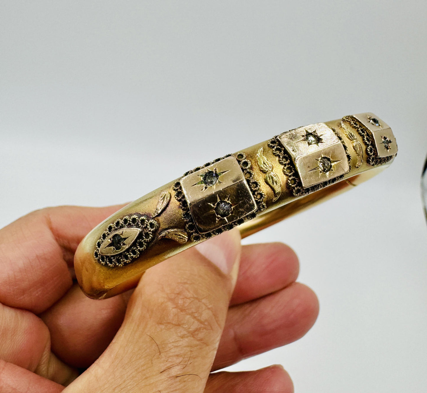 Antique Victorian Gold Filled Hinged bangle Bracelet