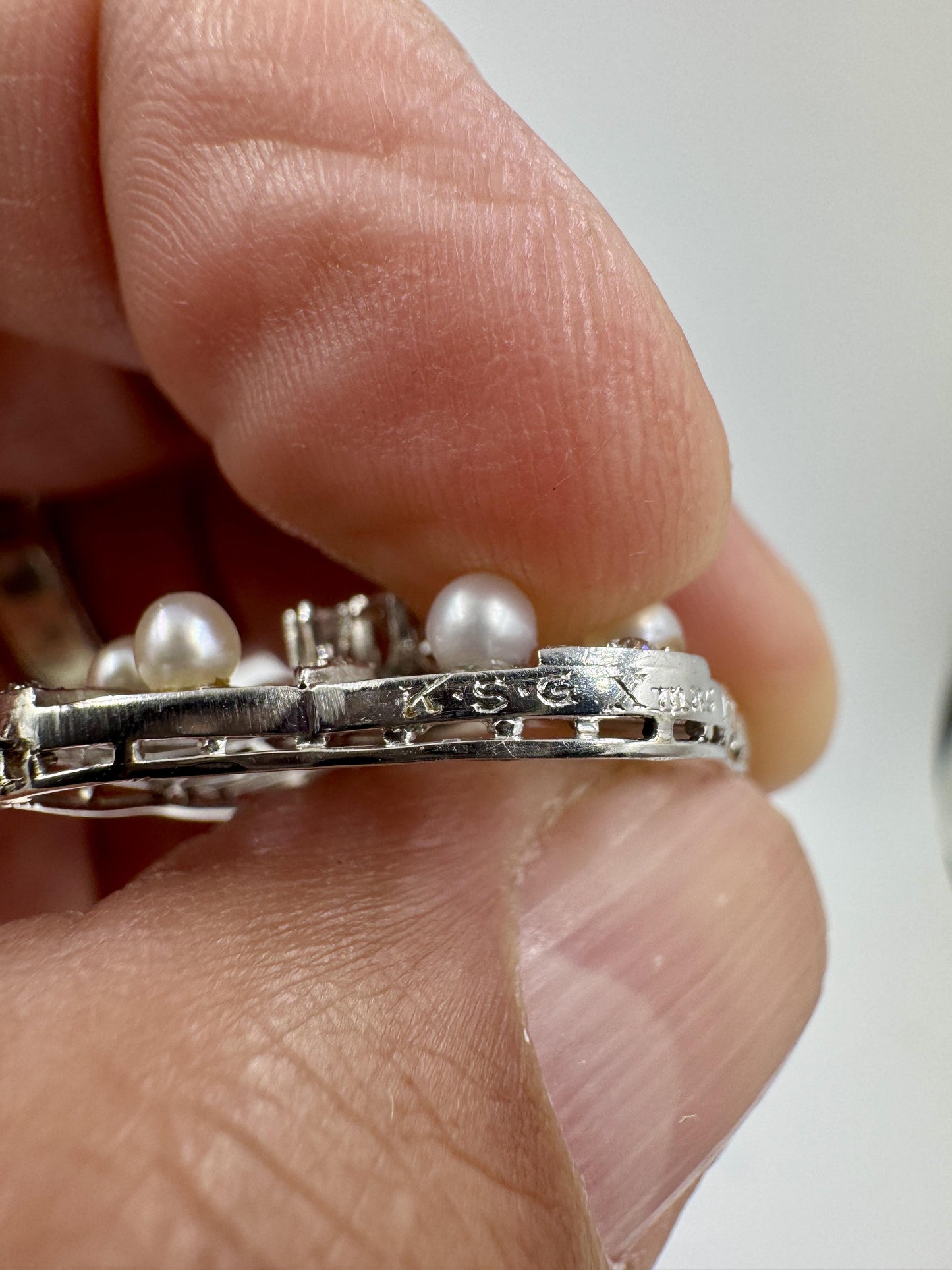 Edwardian Platinum Diamond Pearl Pendant Necklace