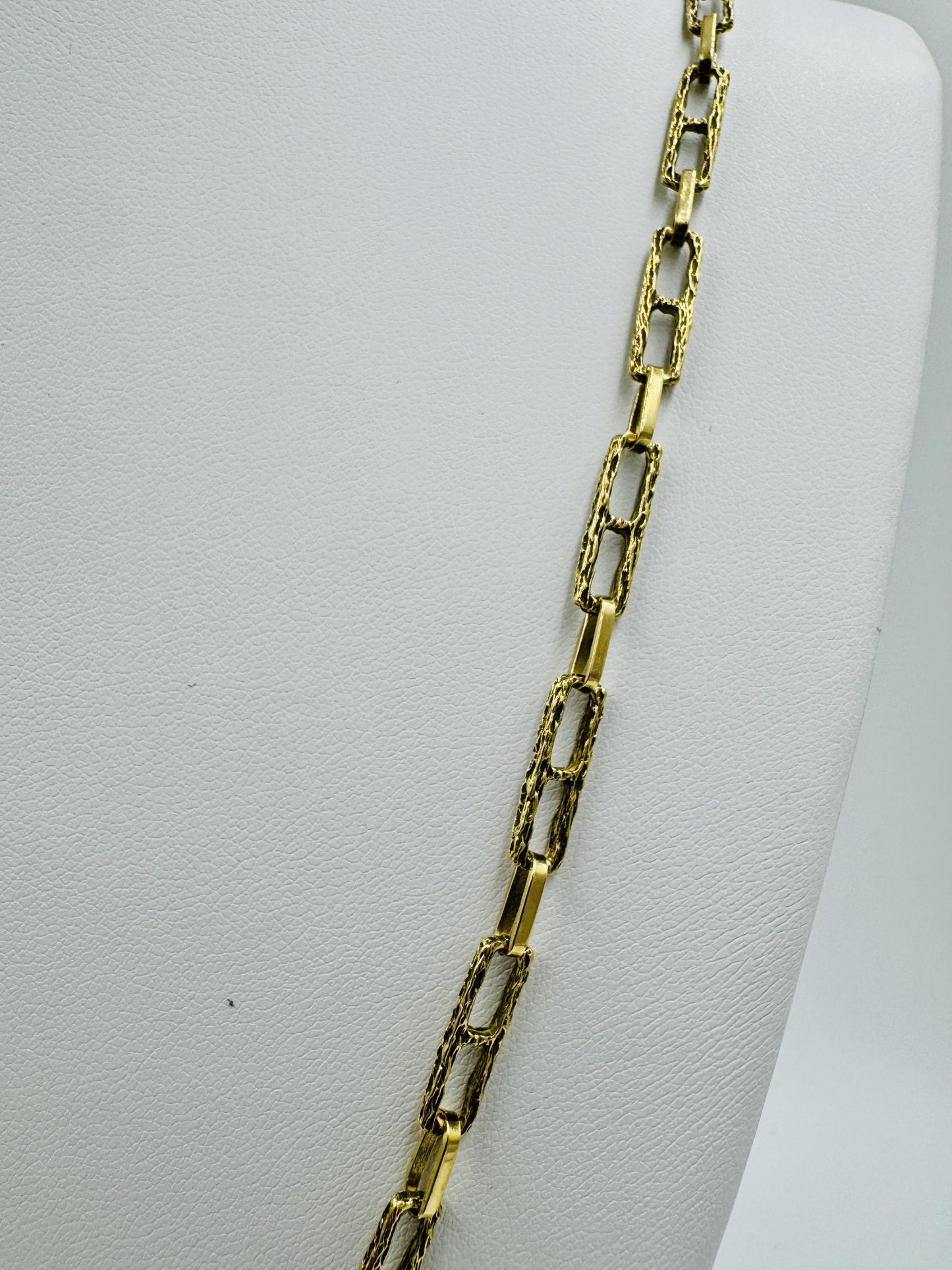 Vintage 18k Gold Italian Textured fancy Link Chain Necklace 30"